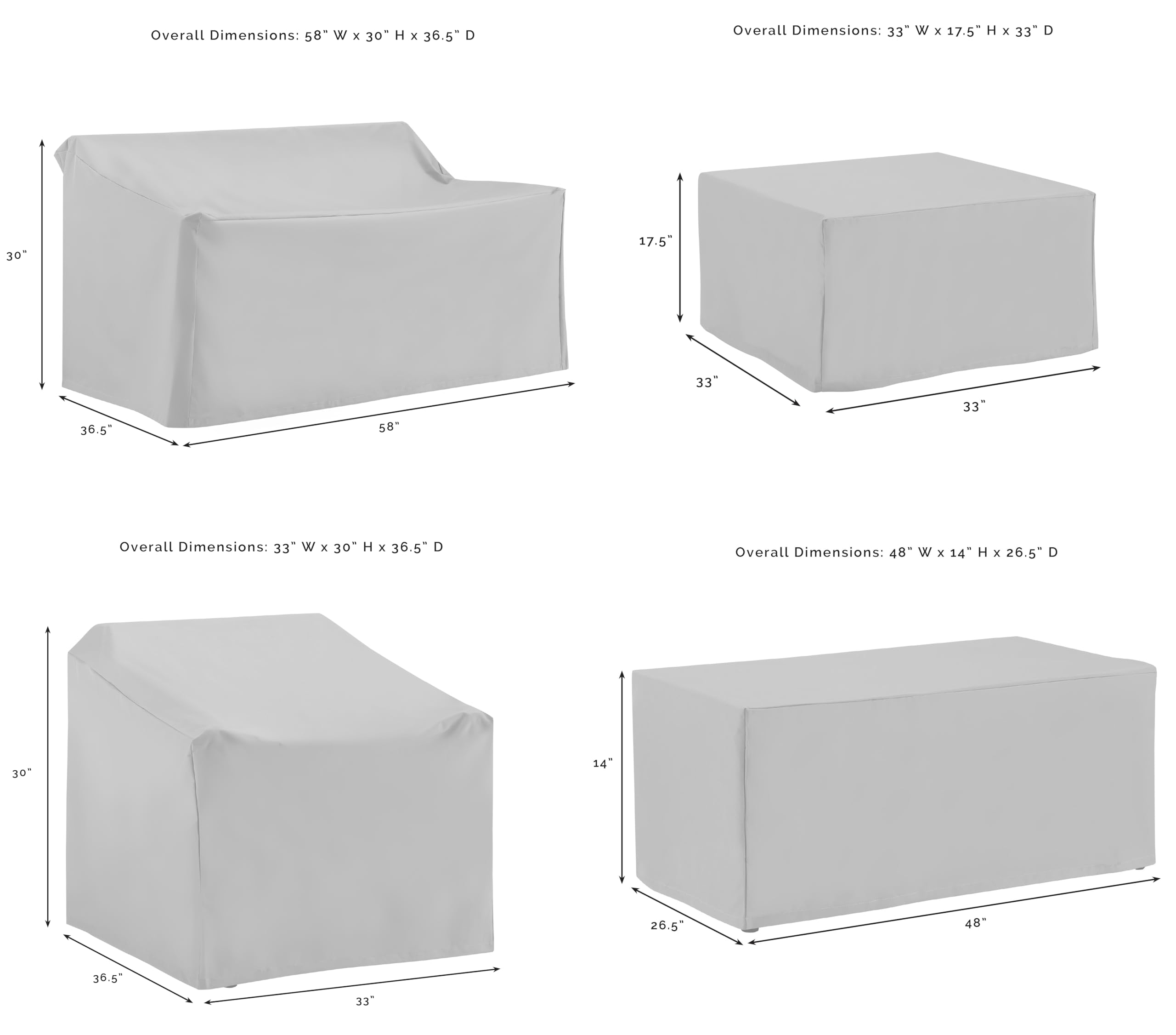 Crosley Furniture Patio Furniture Covers, Waterproof 5-Piece Cover Set for Outdoor Chair, Loveseats, Tables, Gray - Image 5