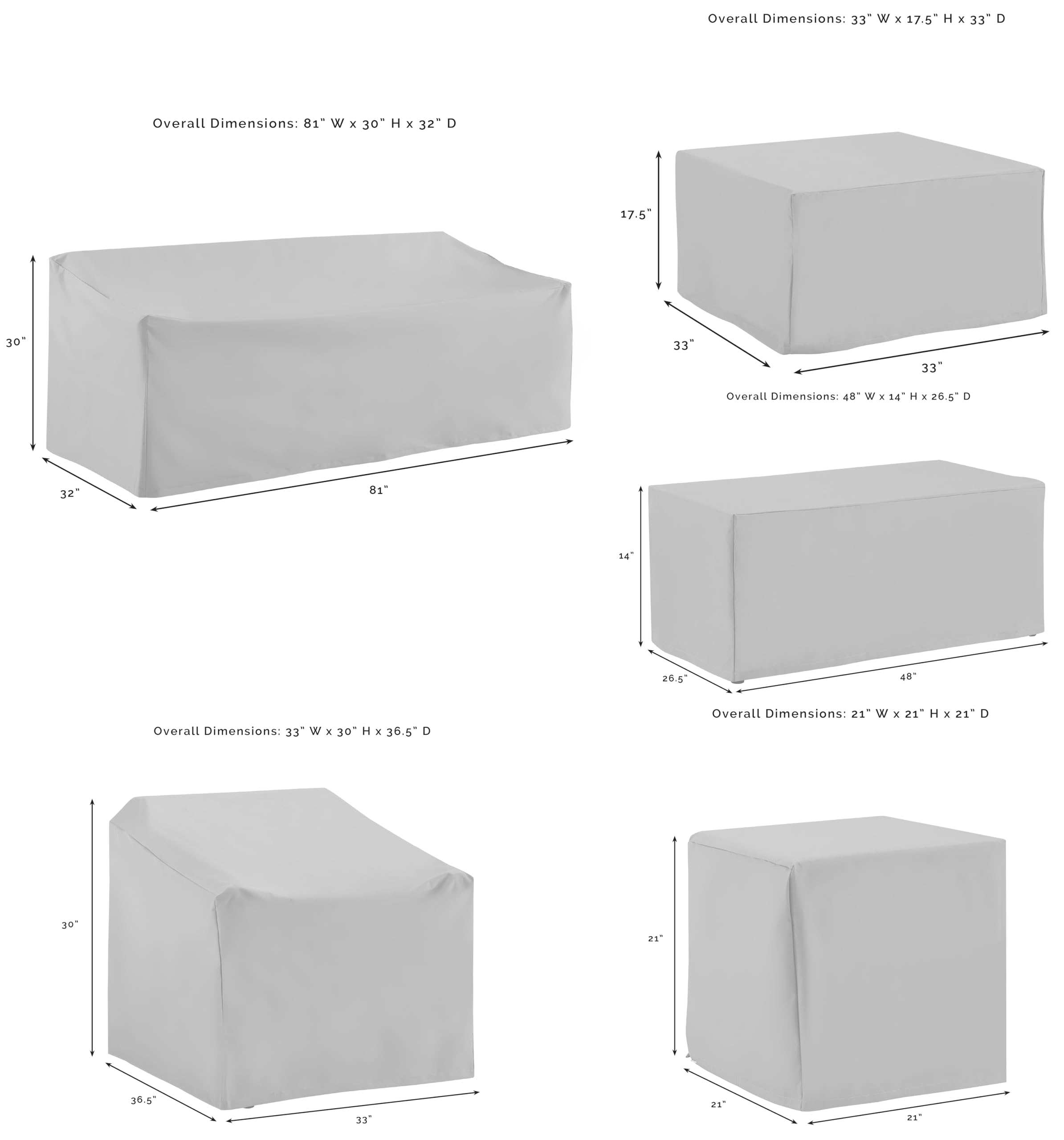 Crosley Furniture Patio Furniture Covers, Waterproof 7-Piece Cover Set for Outdoor Chairs, Sofa, Tables, Tan - Image 5