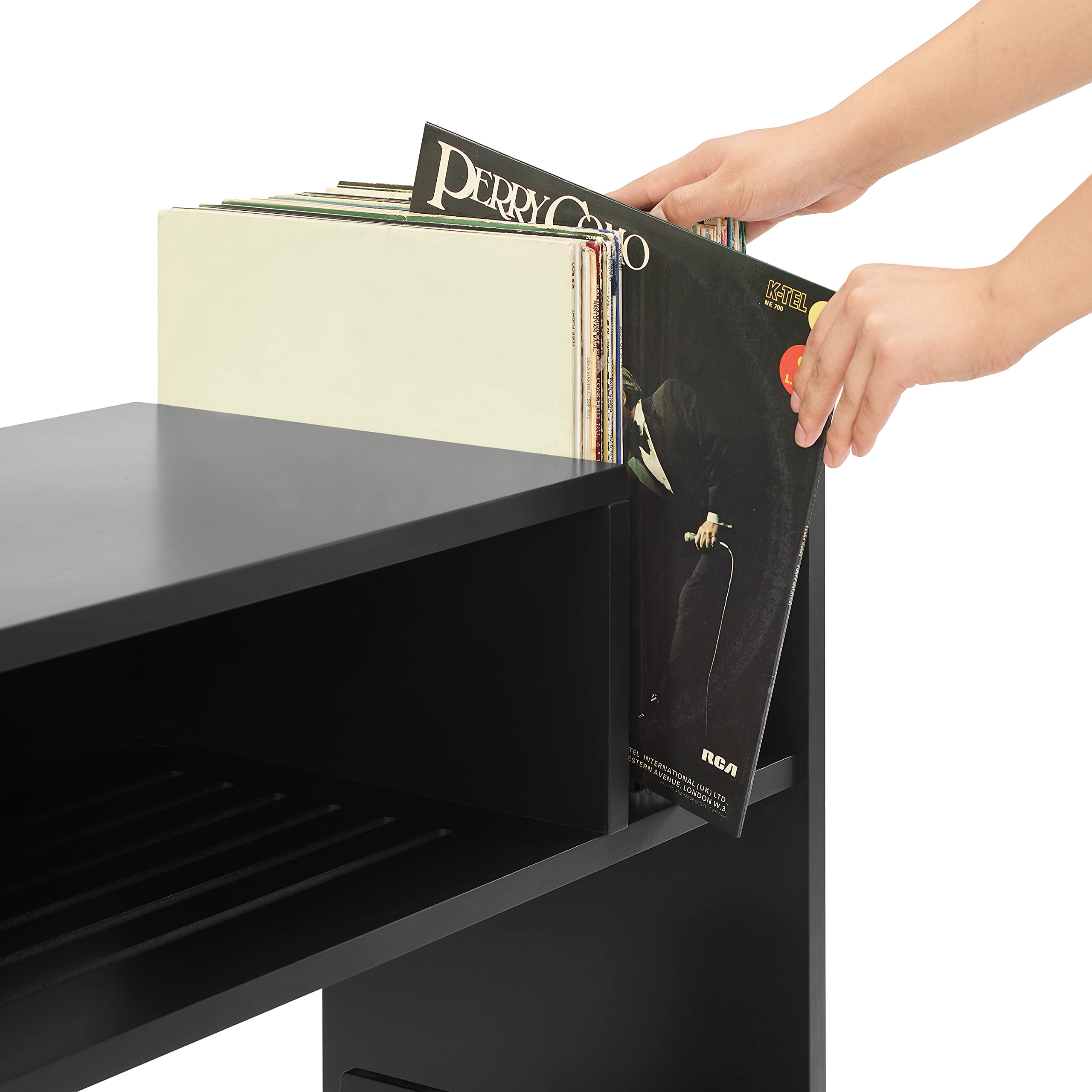 Crosley Furniture Portland Record Player Stand, Media Console with Vinyl Storage, Modern Home Organizer, Black - Image 11