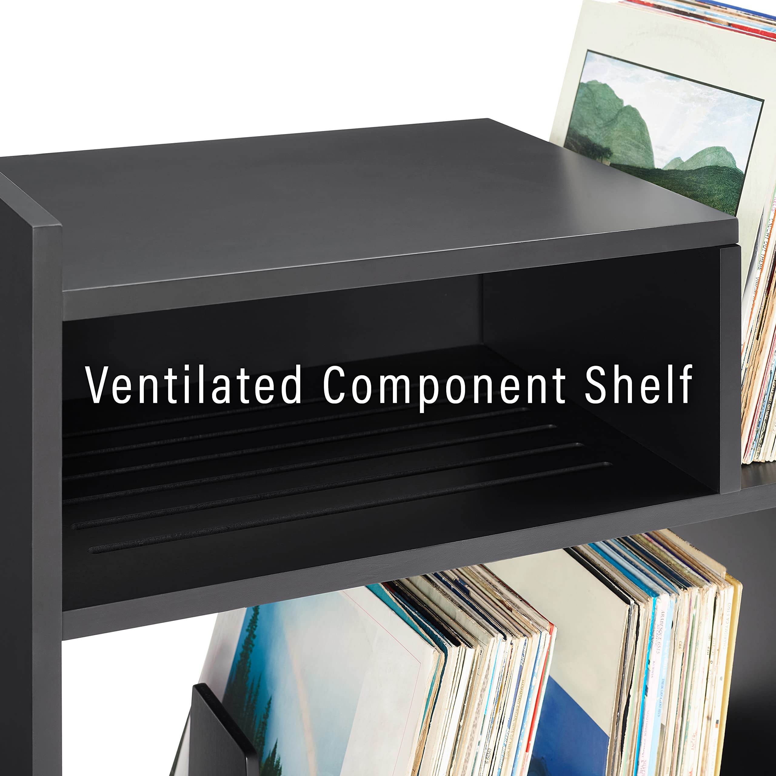 Crosley Furniture Portland Record Player Stand, Media Console with Vinyl Storage, Modern Home Organizer, Black - Image 4