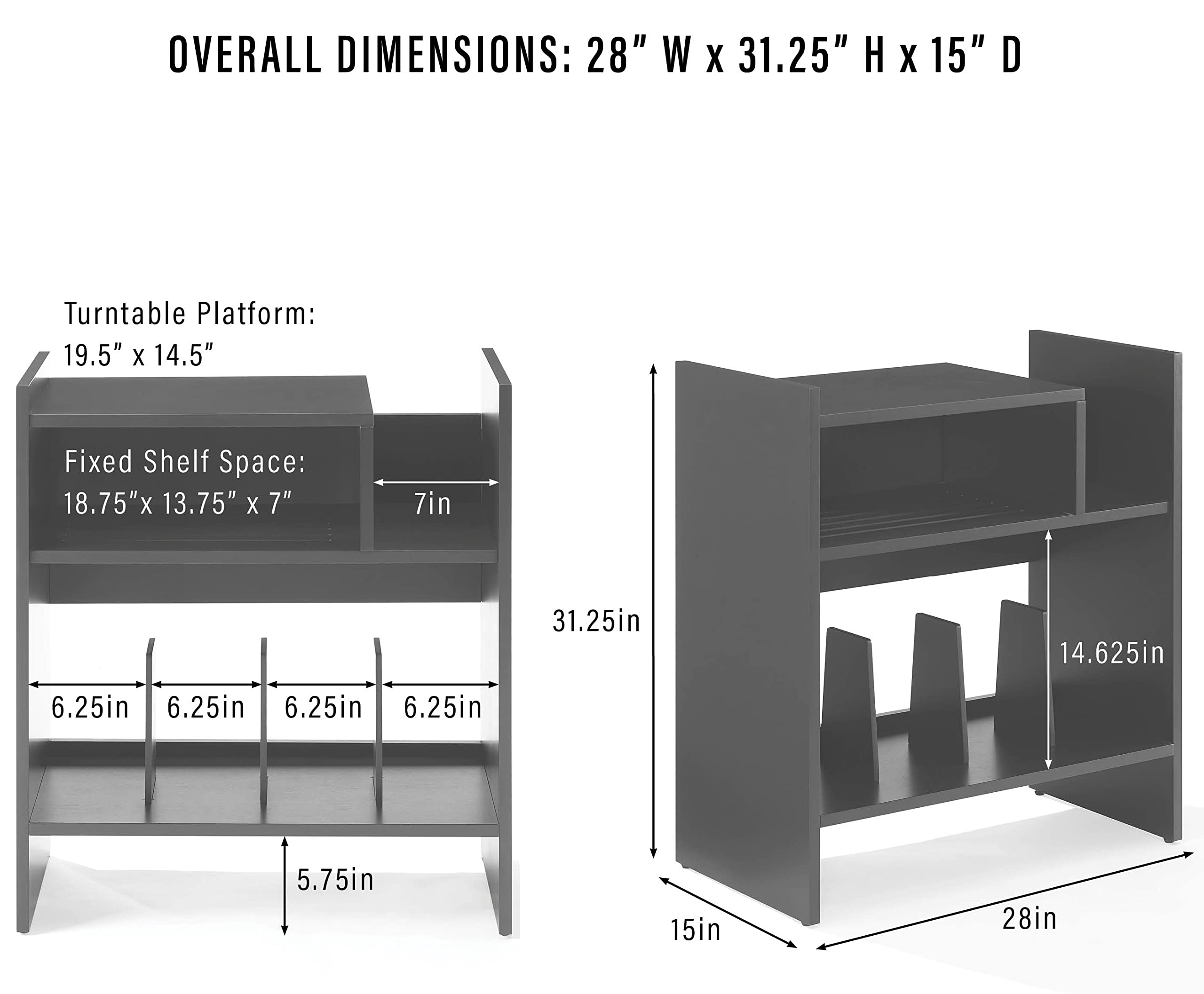 Crosley Furniture Portland Record Player Stand, Media Console with Vinyl Storage, Modern Home Organizer, Black - Image 6