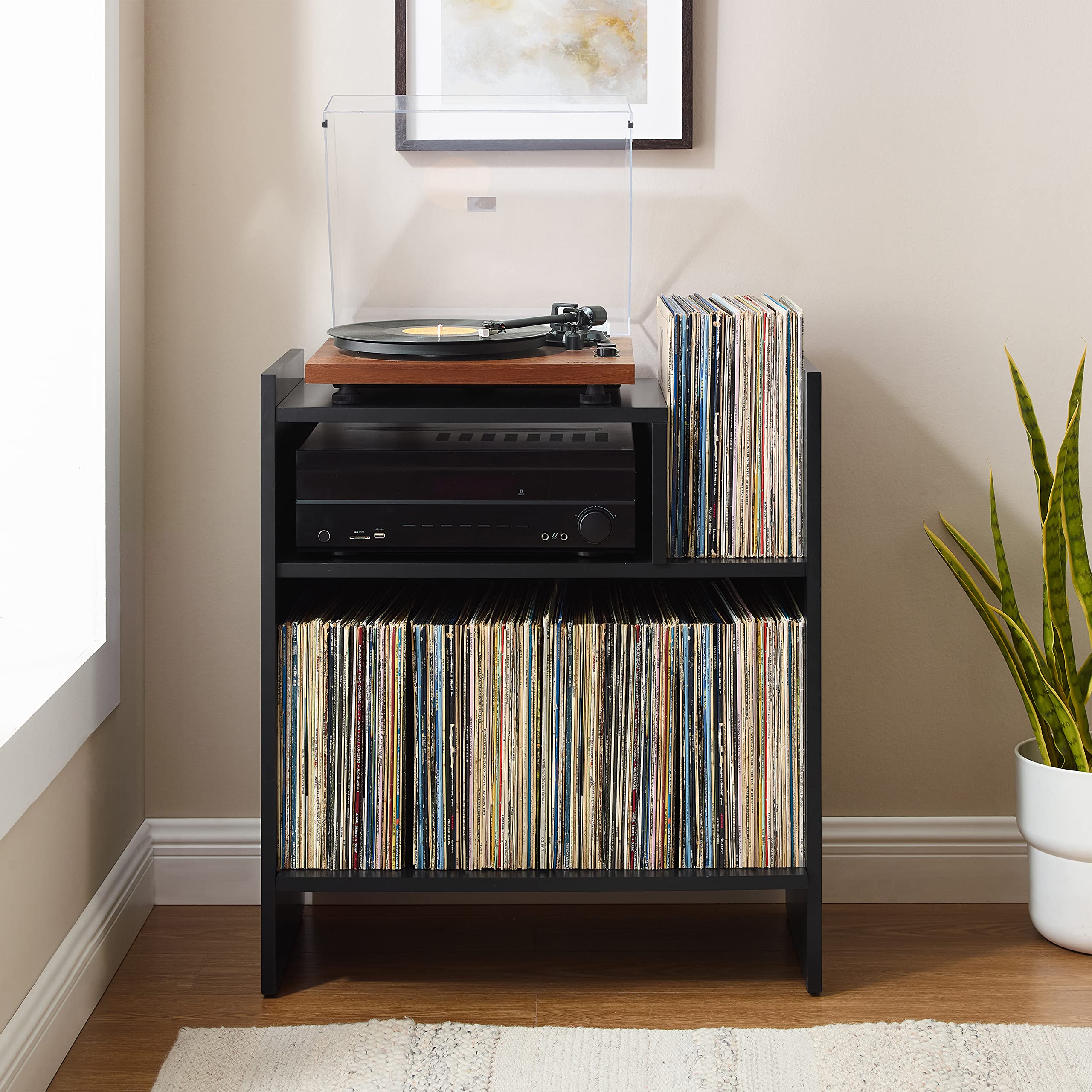 Crosley Furniture Portland Record Player Stand, Media Console with Vinyl Storage, Modern Home Organizer, Black - Image 7