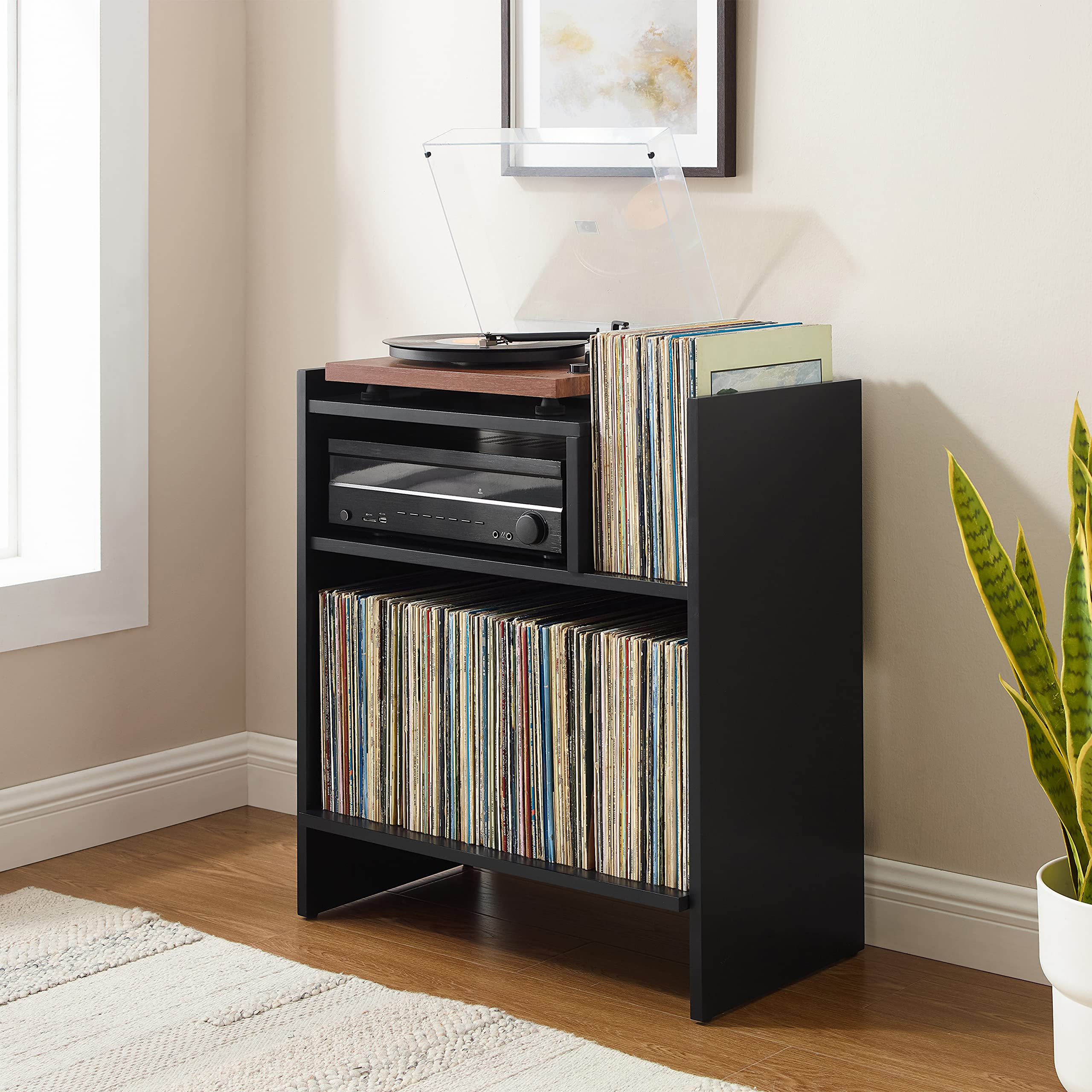 Crosley Furniture Portland Record Player Stand, Media Console with Vinyl Storage, Modern Home Organizer, Black - Image 8