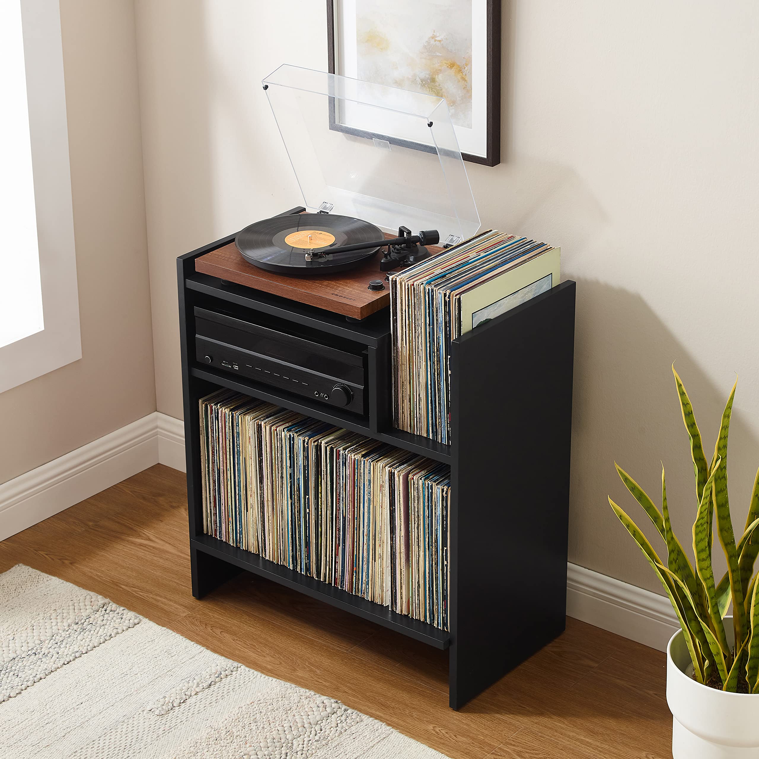 Crosley Furniture Portland Record Player Stand, Media Console with Vinyl Storage, Modern Home Organizer, Black - Image 9