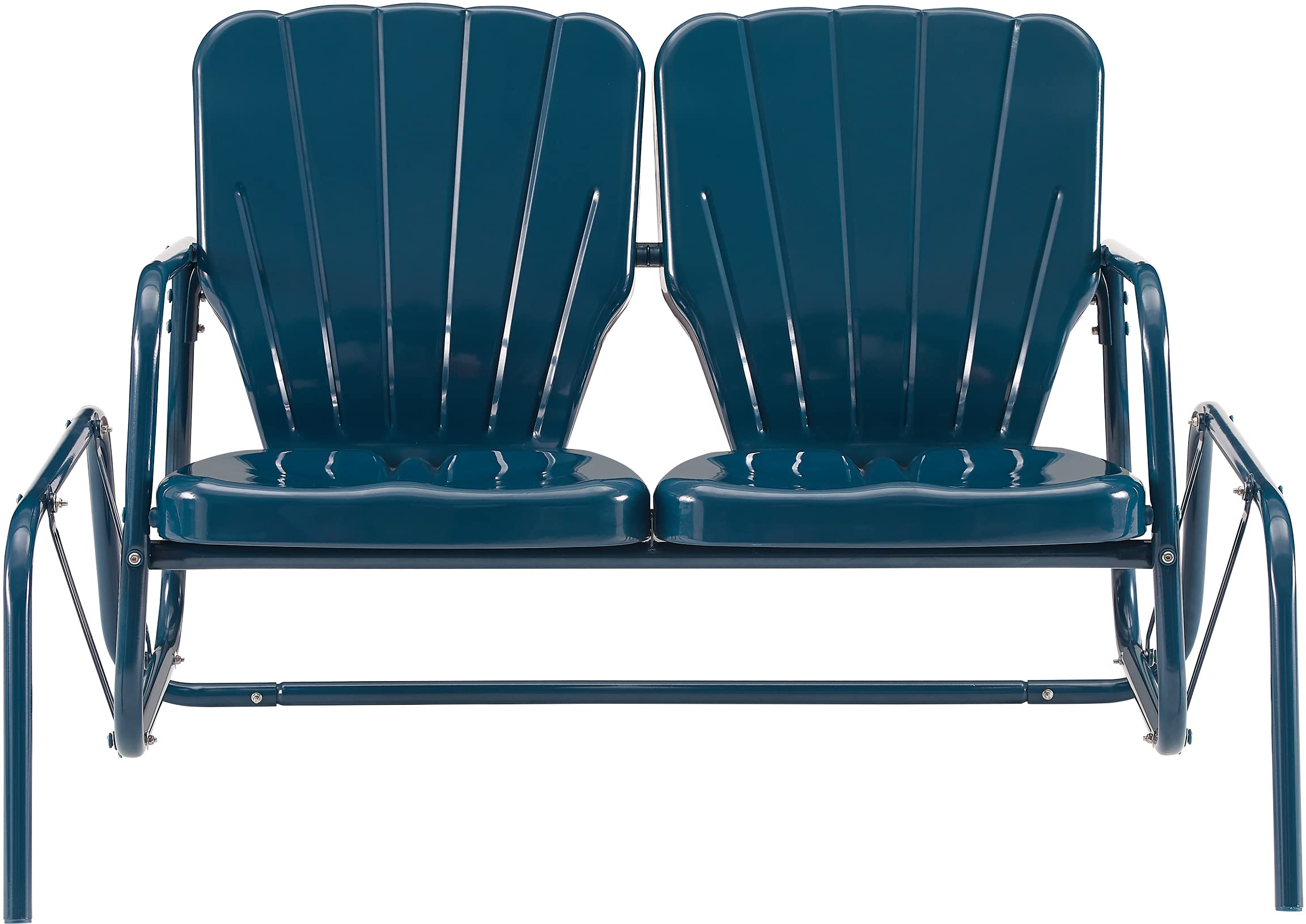 Crosley Furniture Ridgeland Retro Metal Outdoor Loveseat Glider, 2-Person Rocking Patio Bench for Porch, Navy Gloss - Image 4