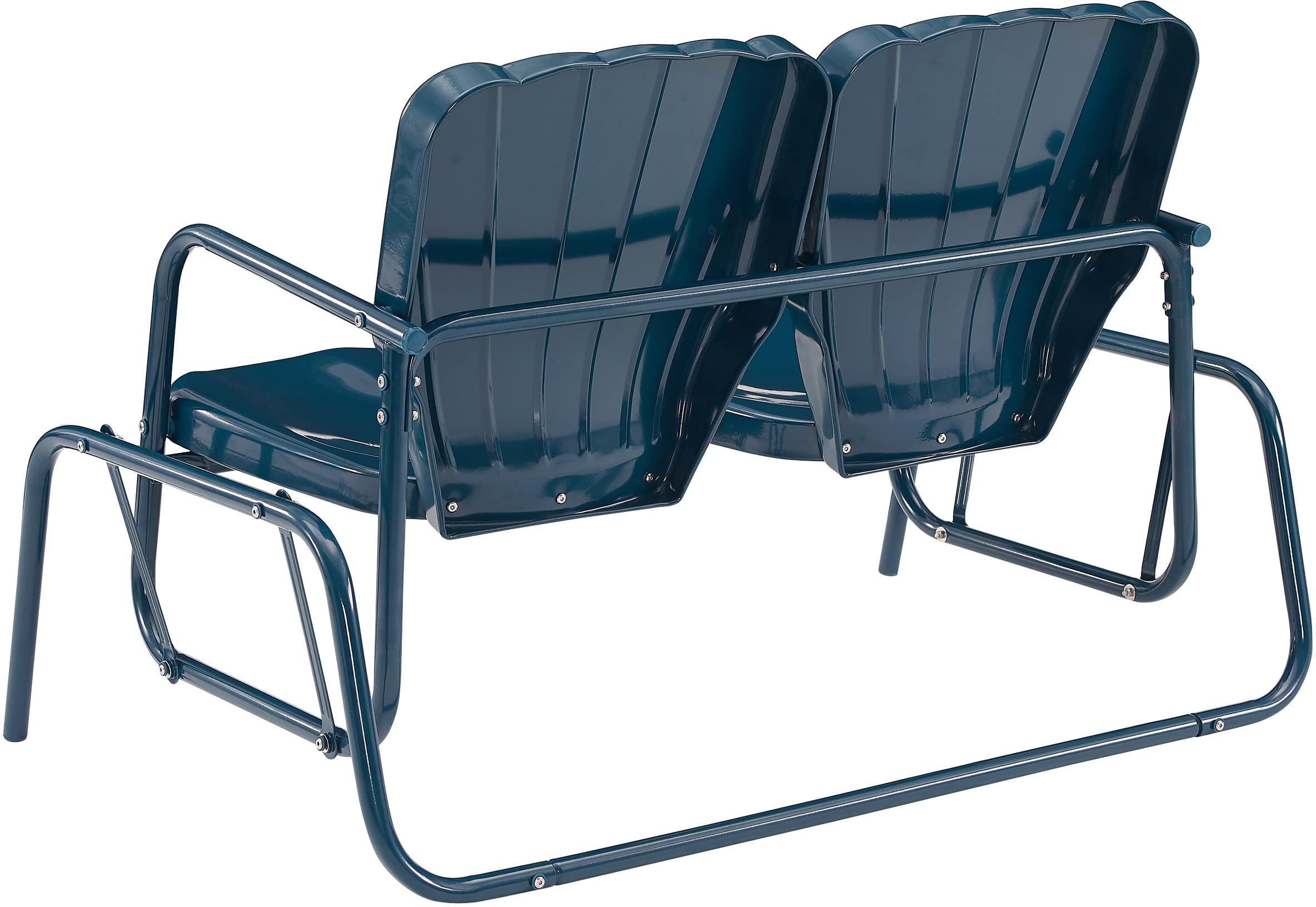 Crosley Furniture Ridgeland Retro Metal Outdoor Loveseat Glider, 2-Person Rocking Patio Bench for Porch, Navy Gloss - Image 5