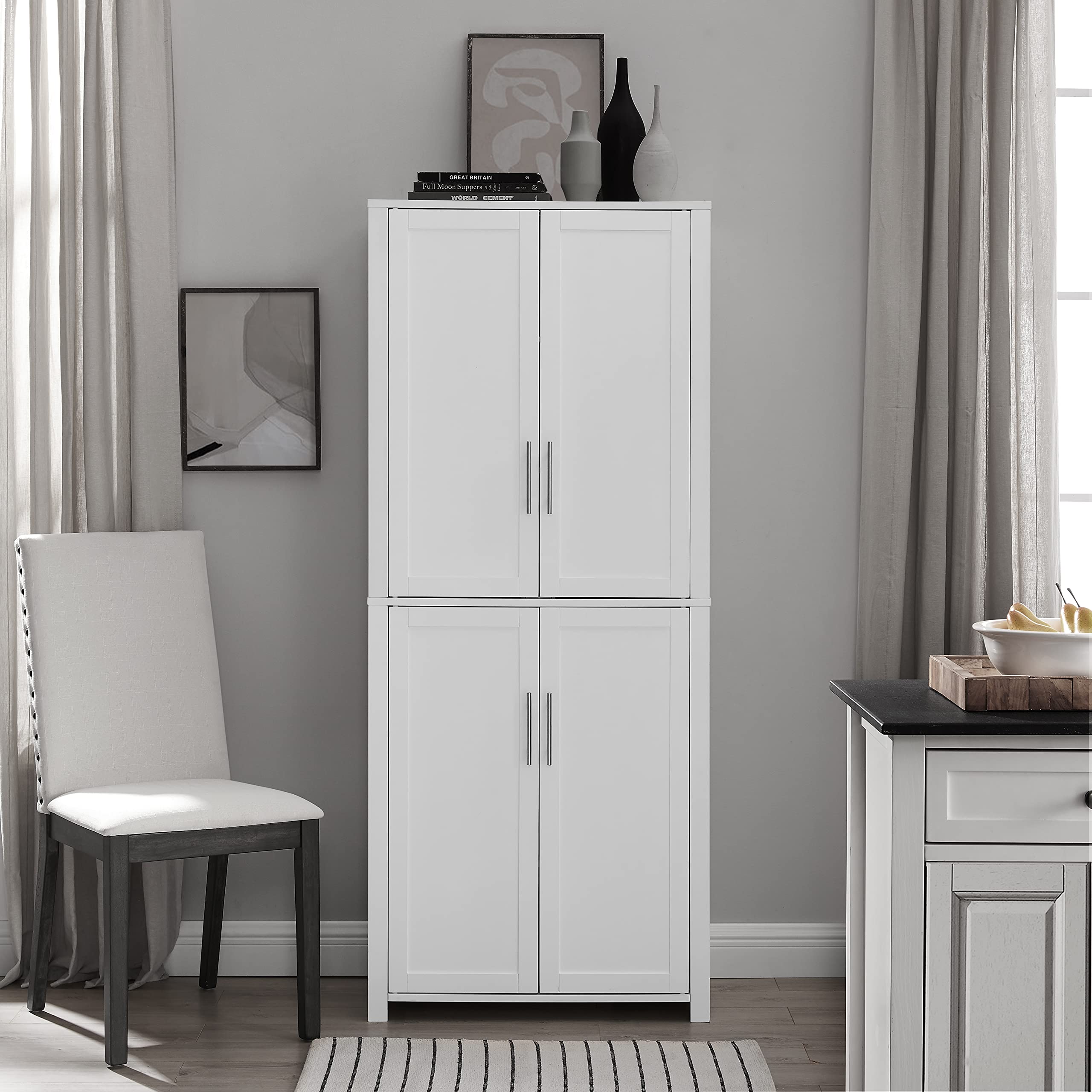 Crosley Furniture Savannah Tall Pantry Storage Cabinet with Shelves, Kitchen, Dining, or Laundry Room, White - Image 11