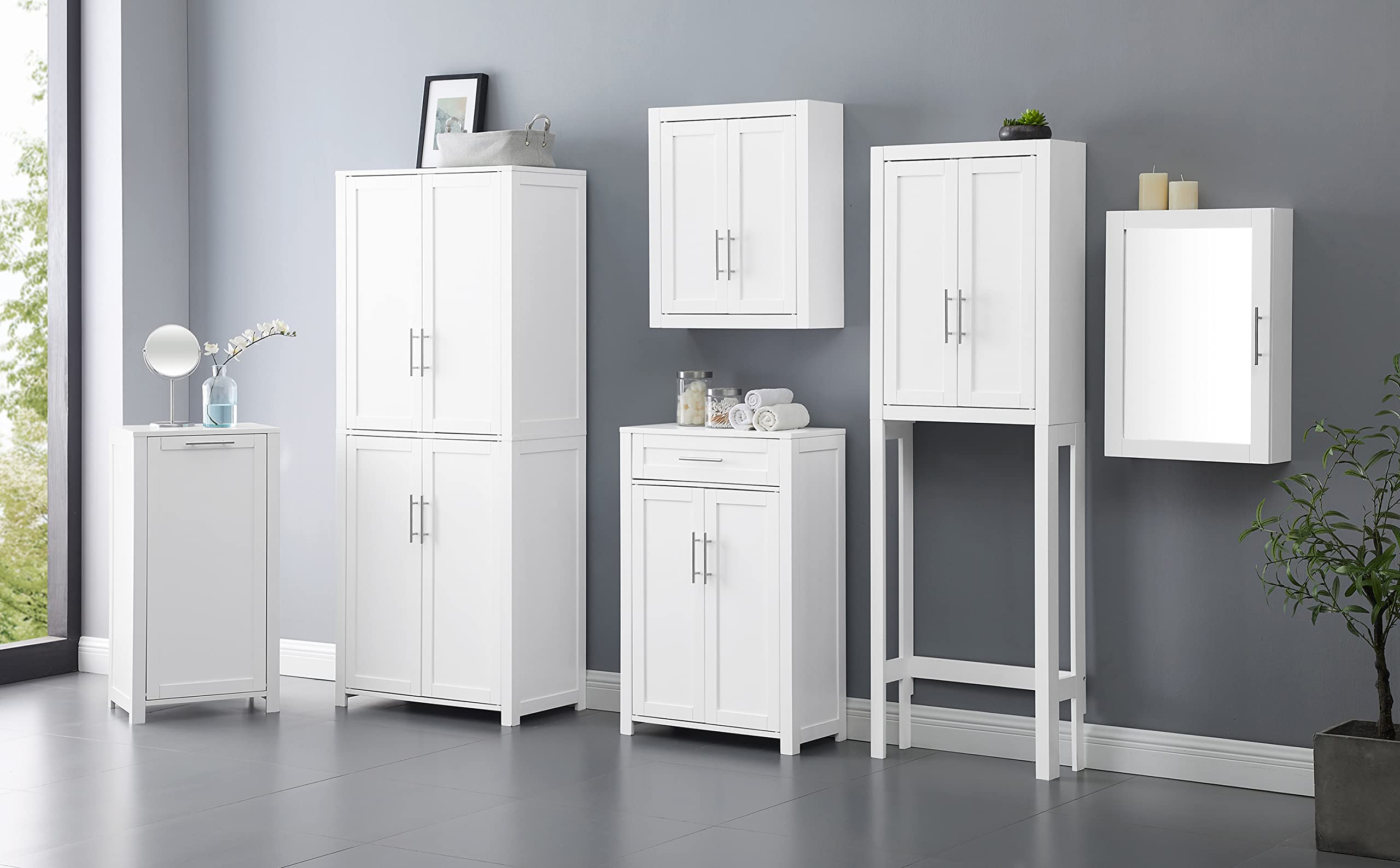 Crosley Furniture Savannah Tall Pantry Storage Cabinet with Shelves, Kitchen, Dining, or Laundry Room, White - Image 12