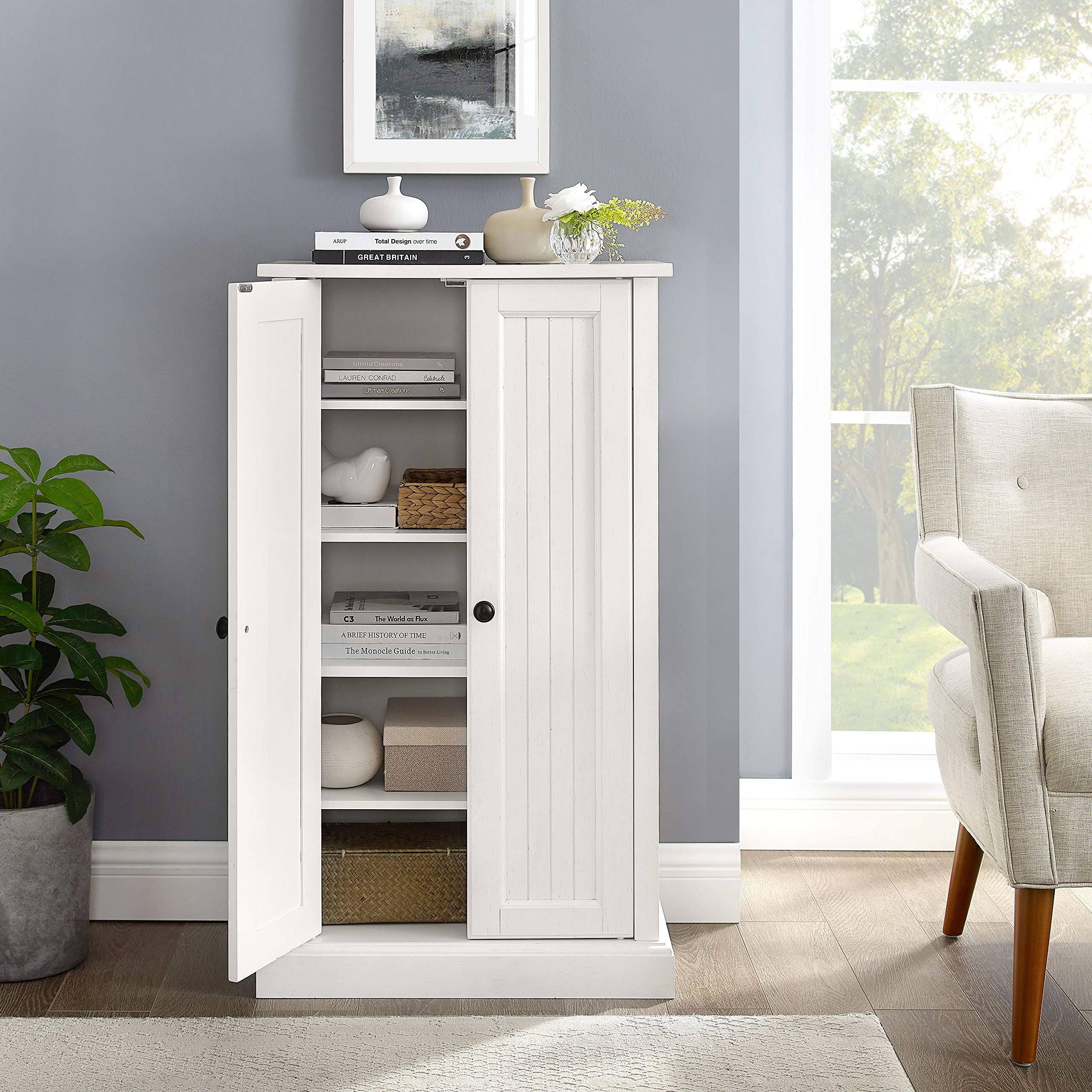 Crosley Furniture Seaside Accent Storage Cabinet, Bar, Buffet for Kitchen, Living Room, or Entryway, White - Image 10