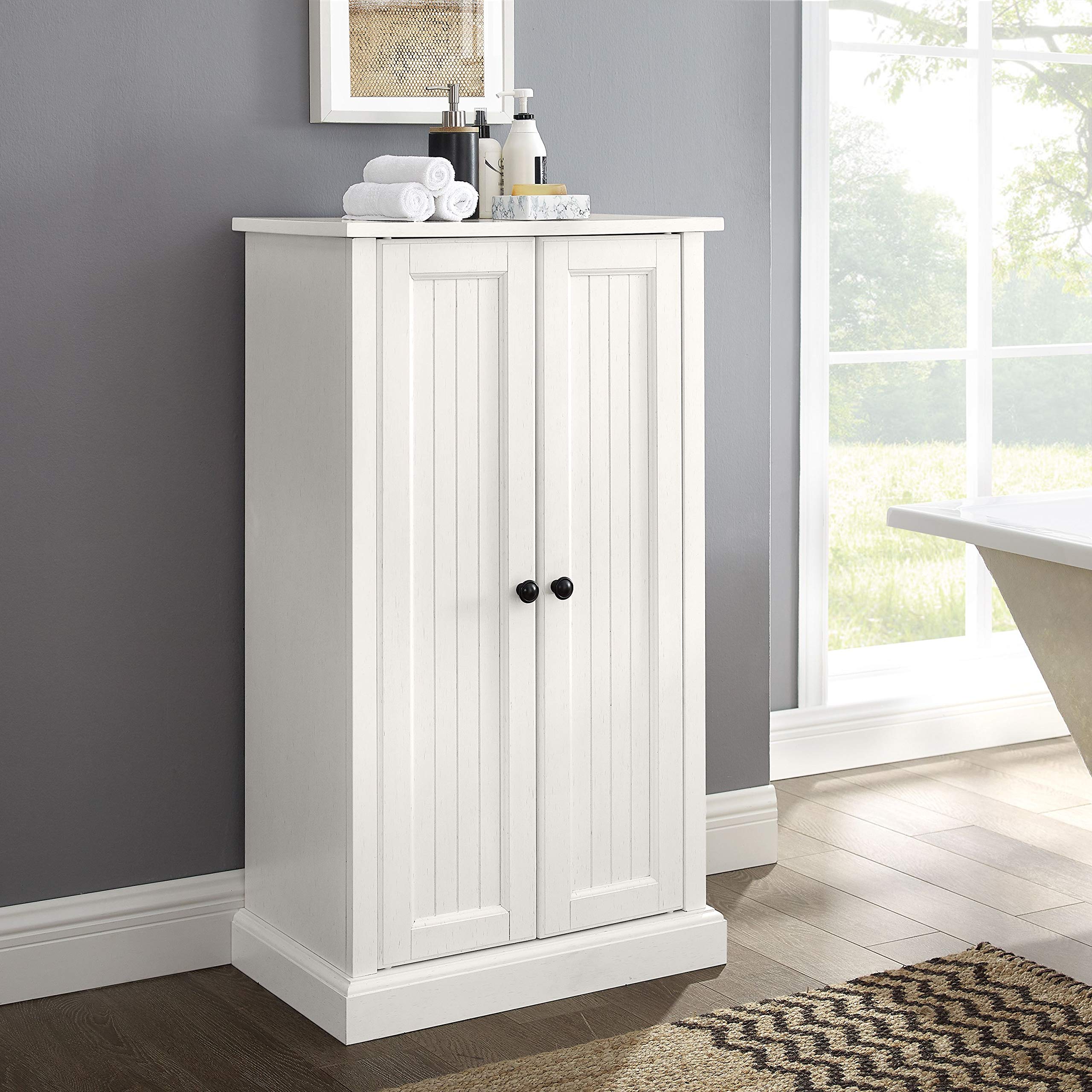 Crosley Furniture Seaside Accent Storage Cabinet, Bar, Buffet for Kitchen, Living Room, or Entryway, White - Image 11