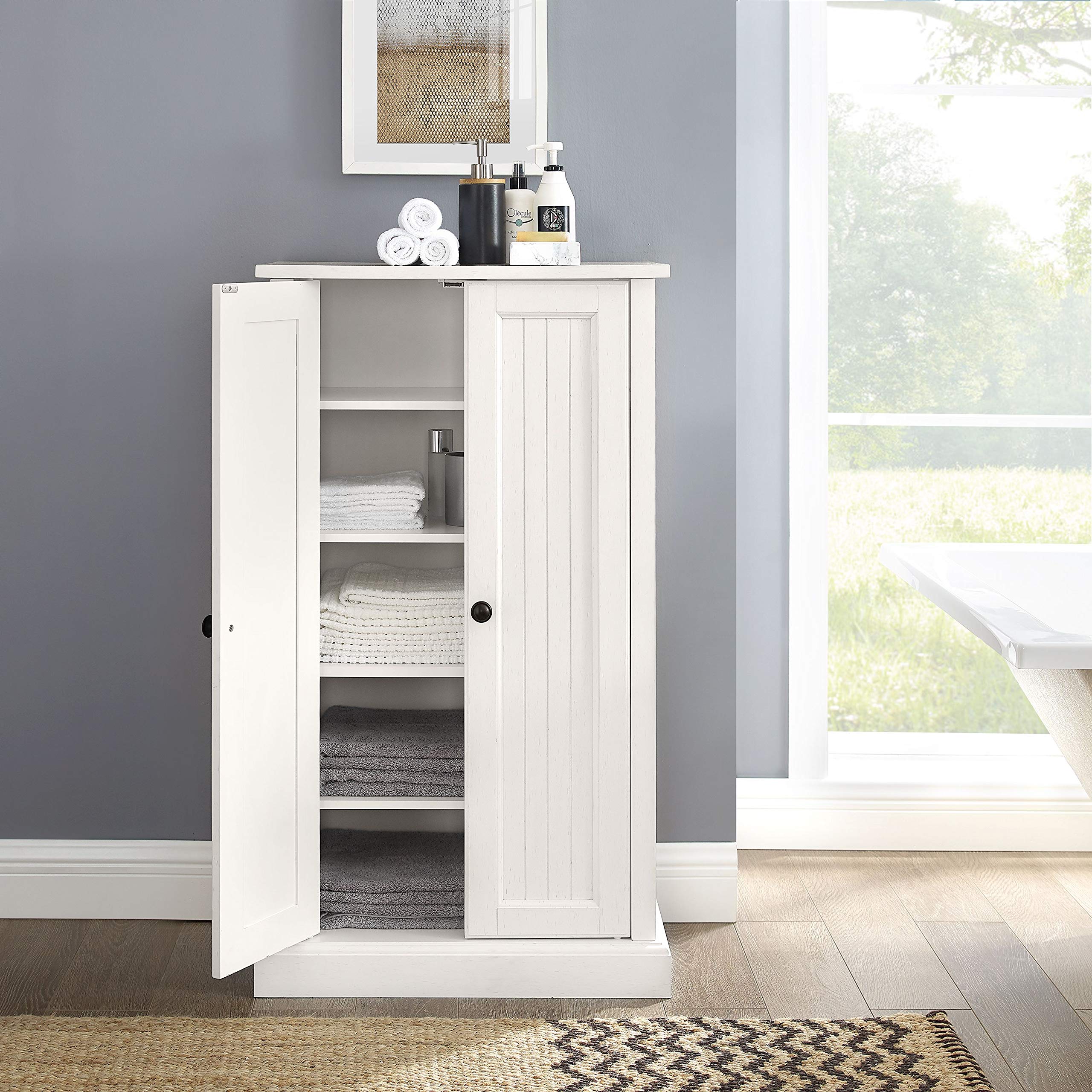 Crosley Furniture Seaside Accent Storage Cabinet, Bar, Buffet for Kitchen, Living Room, or Entryway, White - Image 12