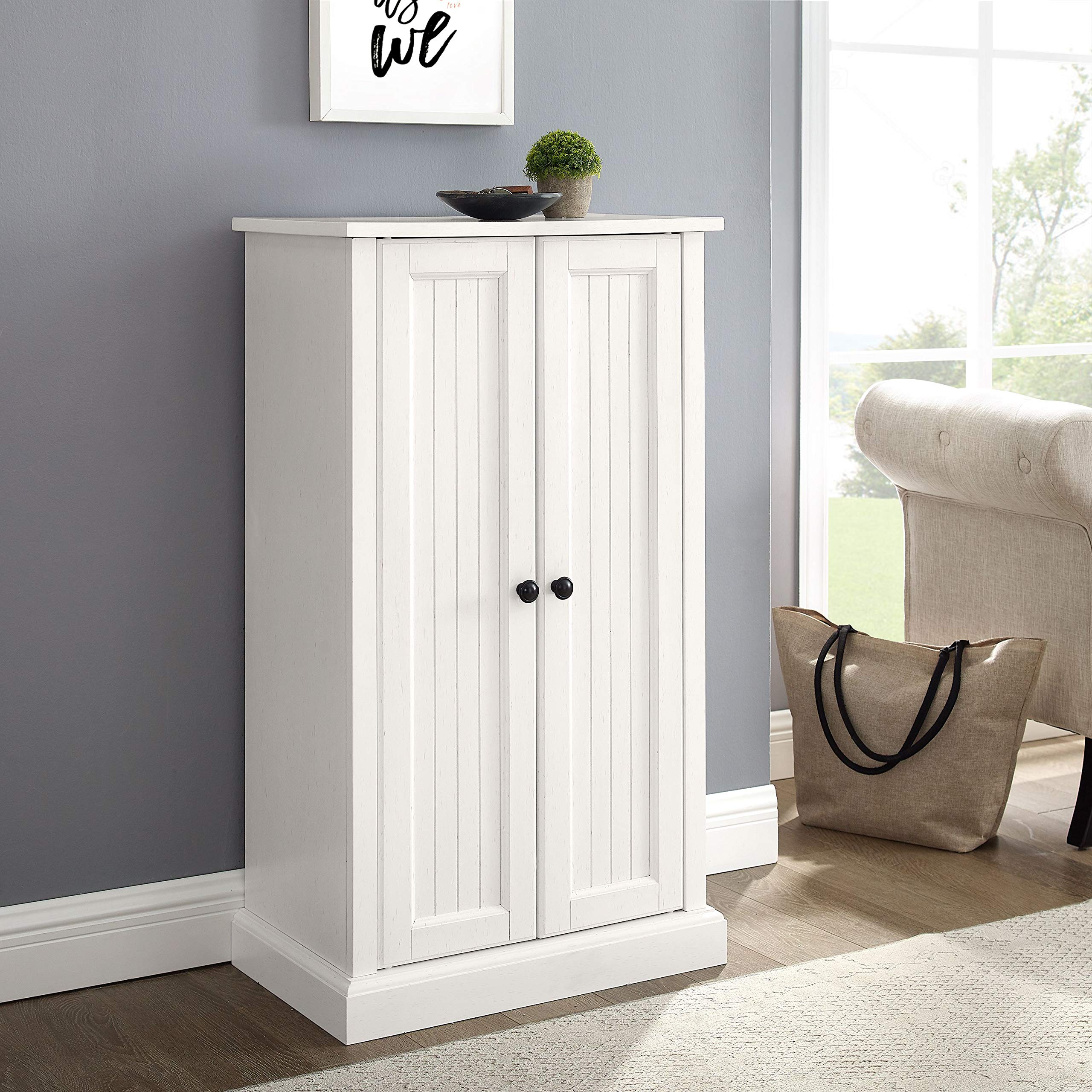 Crosley Furniture Seaside Accent Storage Cabinet, Bar, Buffet for Kitchen, Living Room, or Entryway, White - Image 13