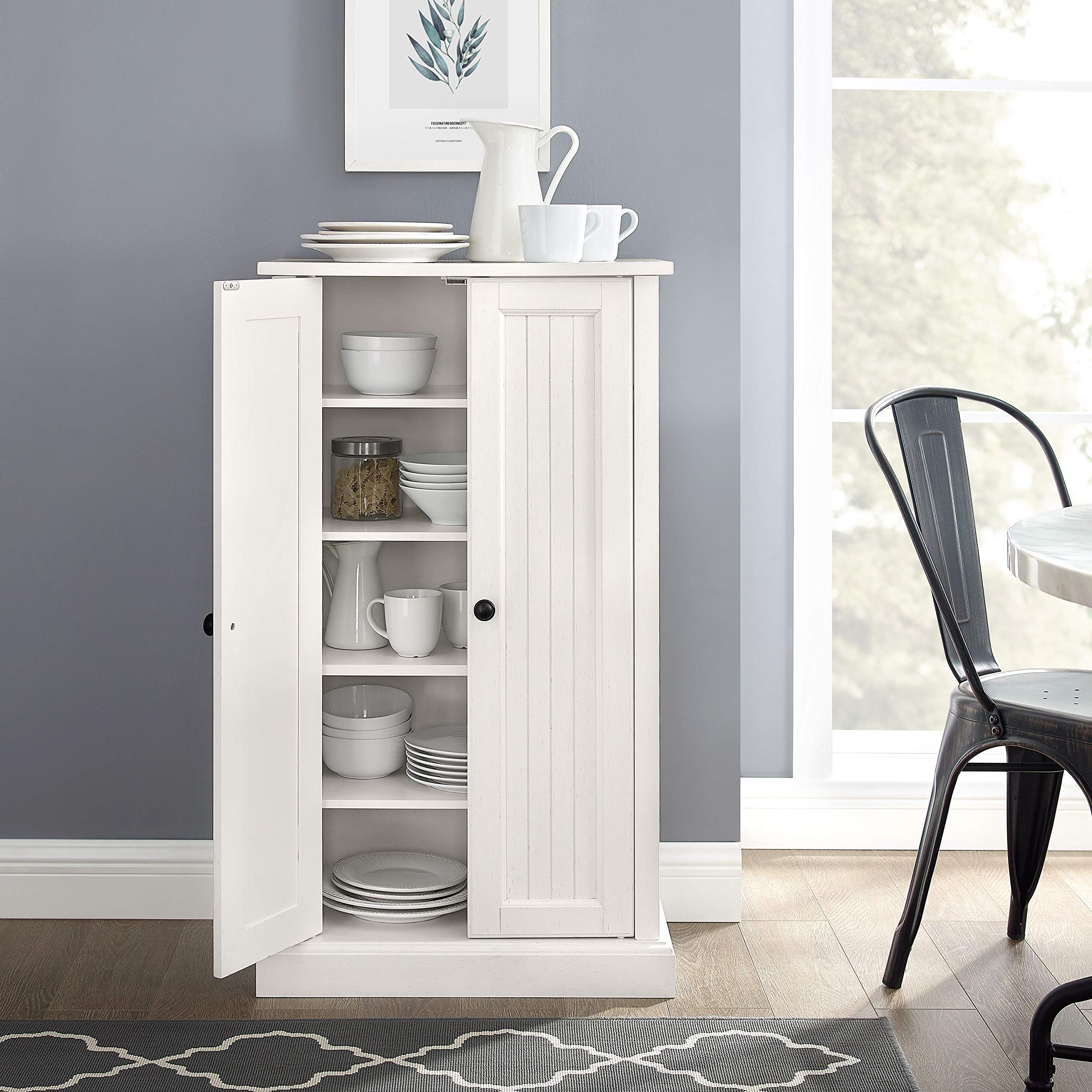 Crosley Furniture Seaside Accent Storage Cabinet, Bar, Buffet for Kitchen, Living Room, or Entryway, White - Image 8