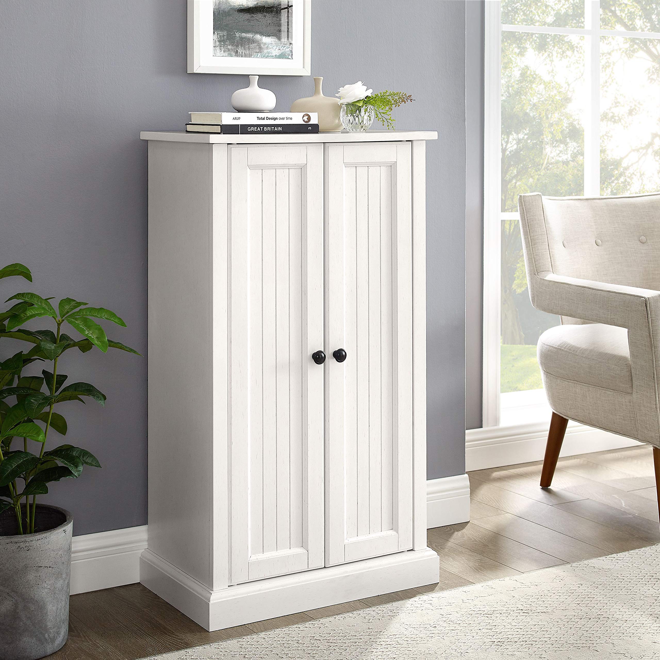 Crosley Furniture Seaside Accent Storage Cabinet, Bar, Buffet for Kitchen, Living Room, or Entryway, White - Image 9