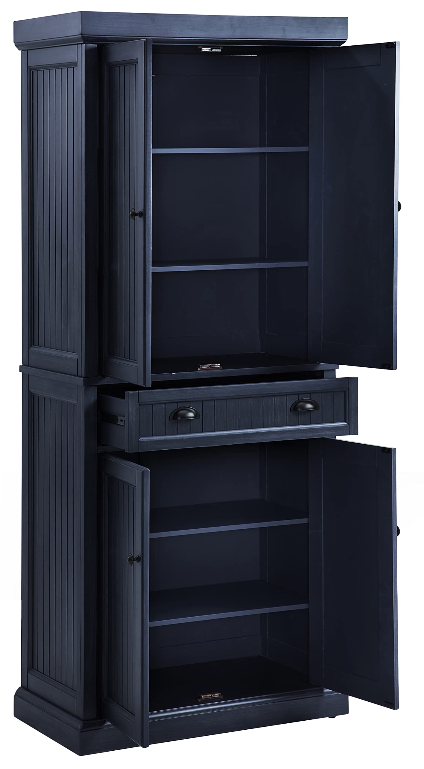 Crosley Furniture Seaside Coastal Pantry Storage Cabinet with Shelves, Kitchen, Dining, or Laundry Room, Distressed Navy - Image 5