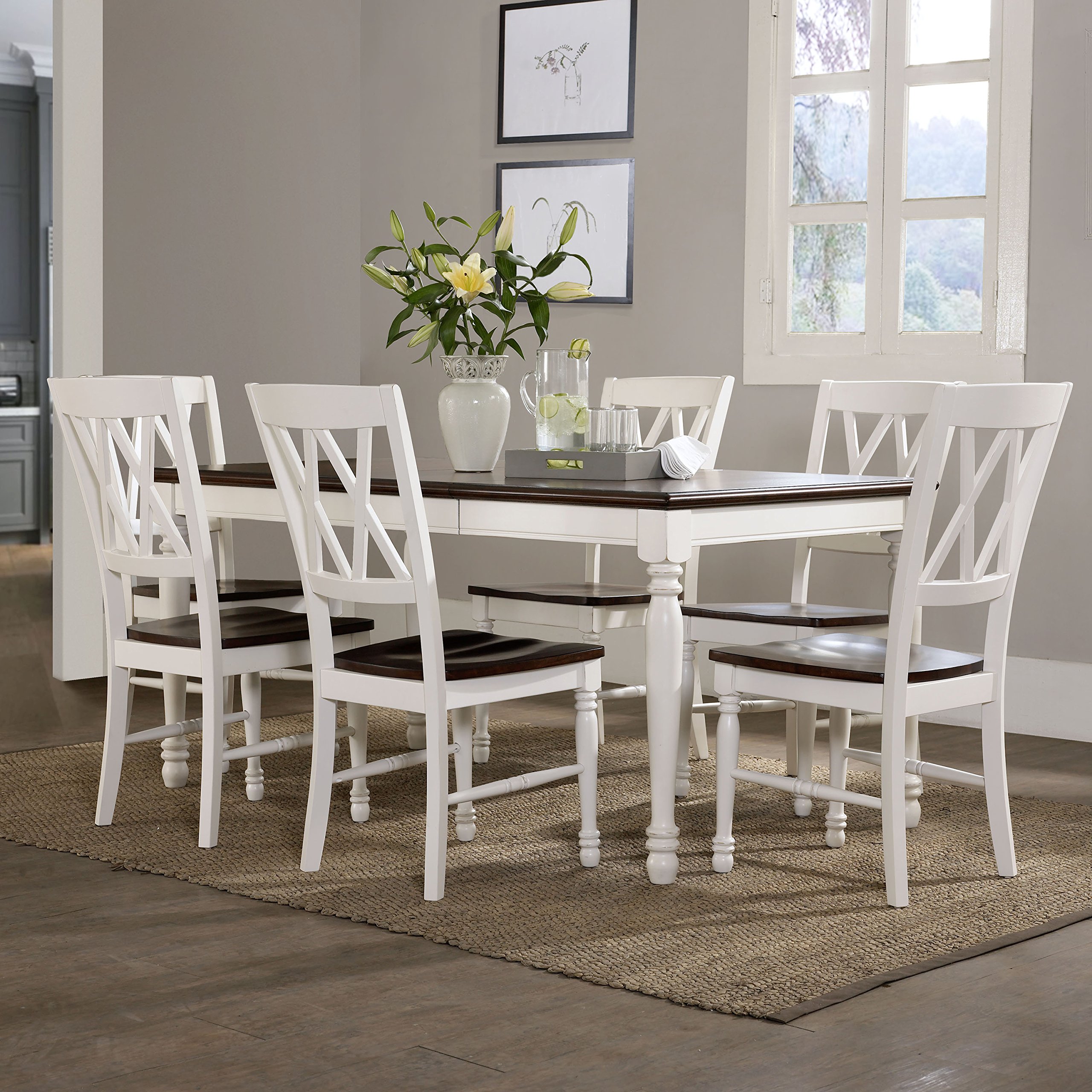 Crosley Furniture Shelby 7-Piece Traditional Dining Table Set for 6, Dinner Tables with Kitchen Chairs, Distressed White - Image 4