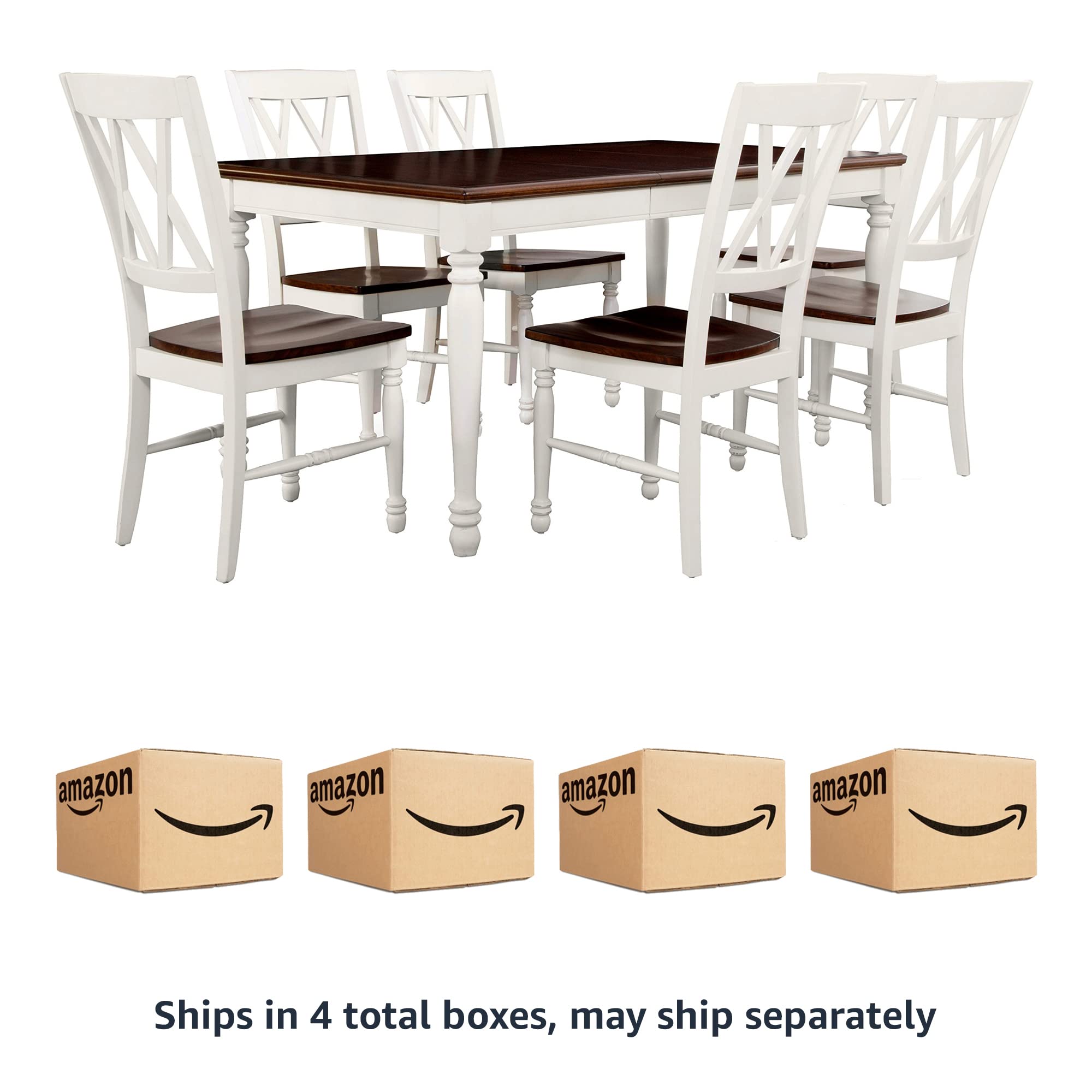 Crosley Furniture Shelby 7-Piece Traditional Dining Table Set for 6, Dinner Tables with Kitchen Chairs, Distressed White - Image 5