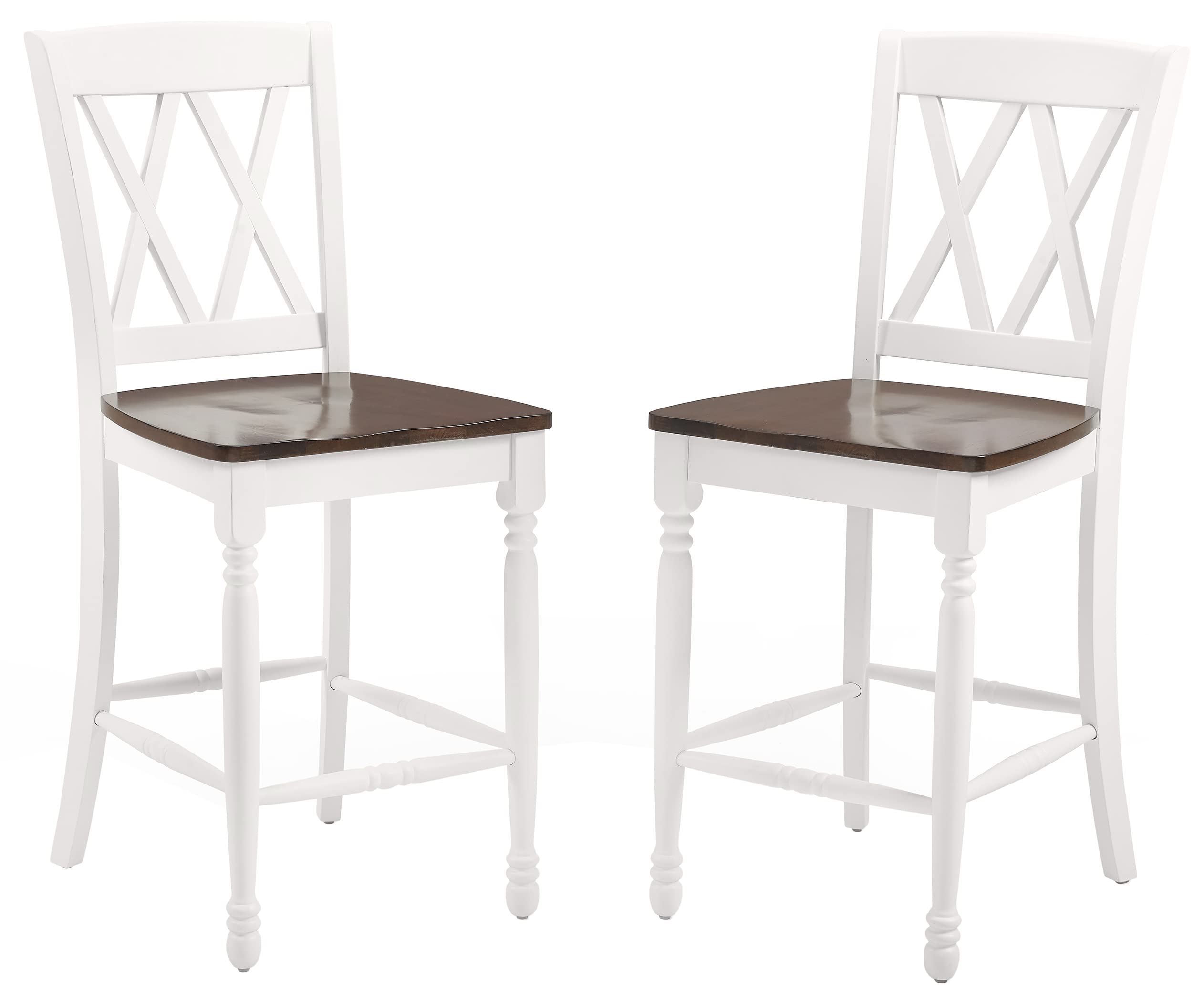 Crosley Furniture Shelby Wood X Back Counter Height Bar Stools Set of 2 - Image 6