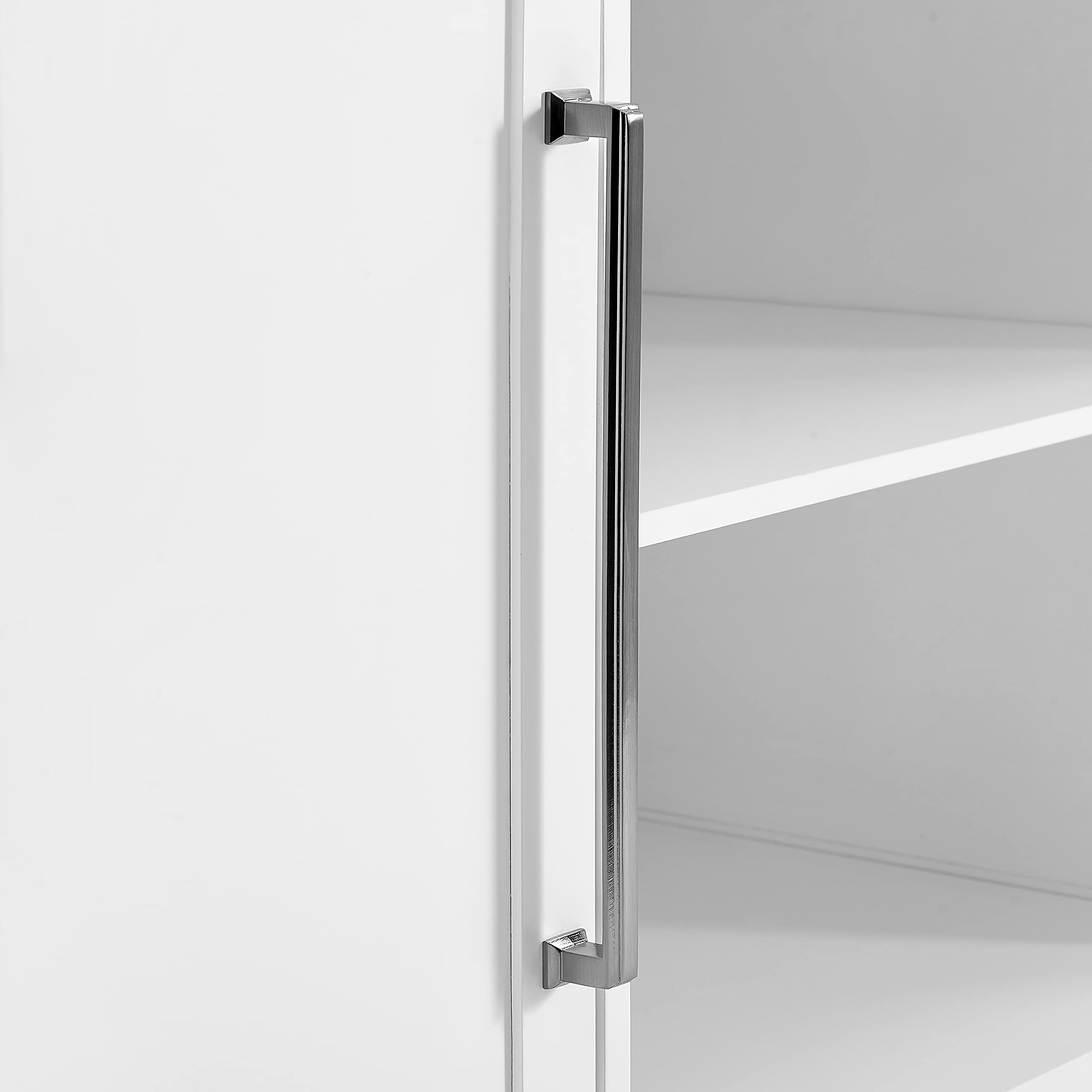 Crosley Furniture Silvia Stainless Steel Top Kitchen Island, Microwave Stand, Coffee Bar, with Shelves, White - Image 12