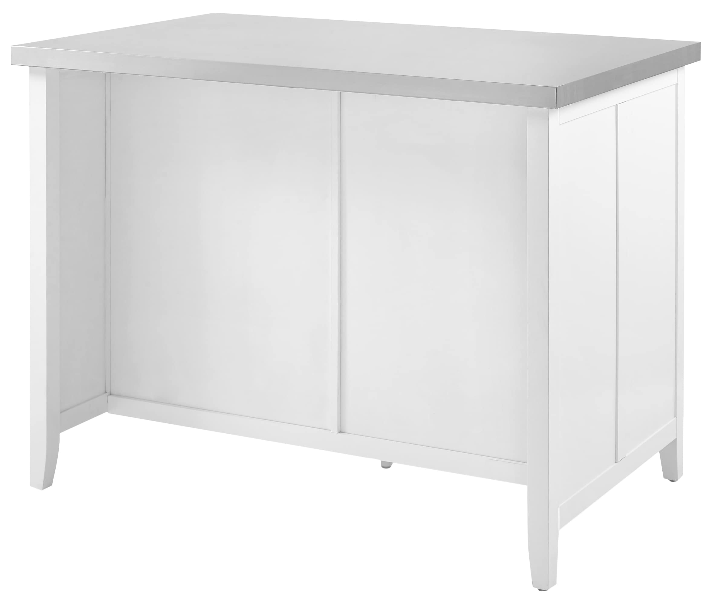 Crosley Furniture Silvia Stainless Steel Top Kitchen Island, Microwave Stand, Coffee Bar, with Shelves, White - Image 3