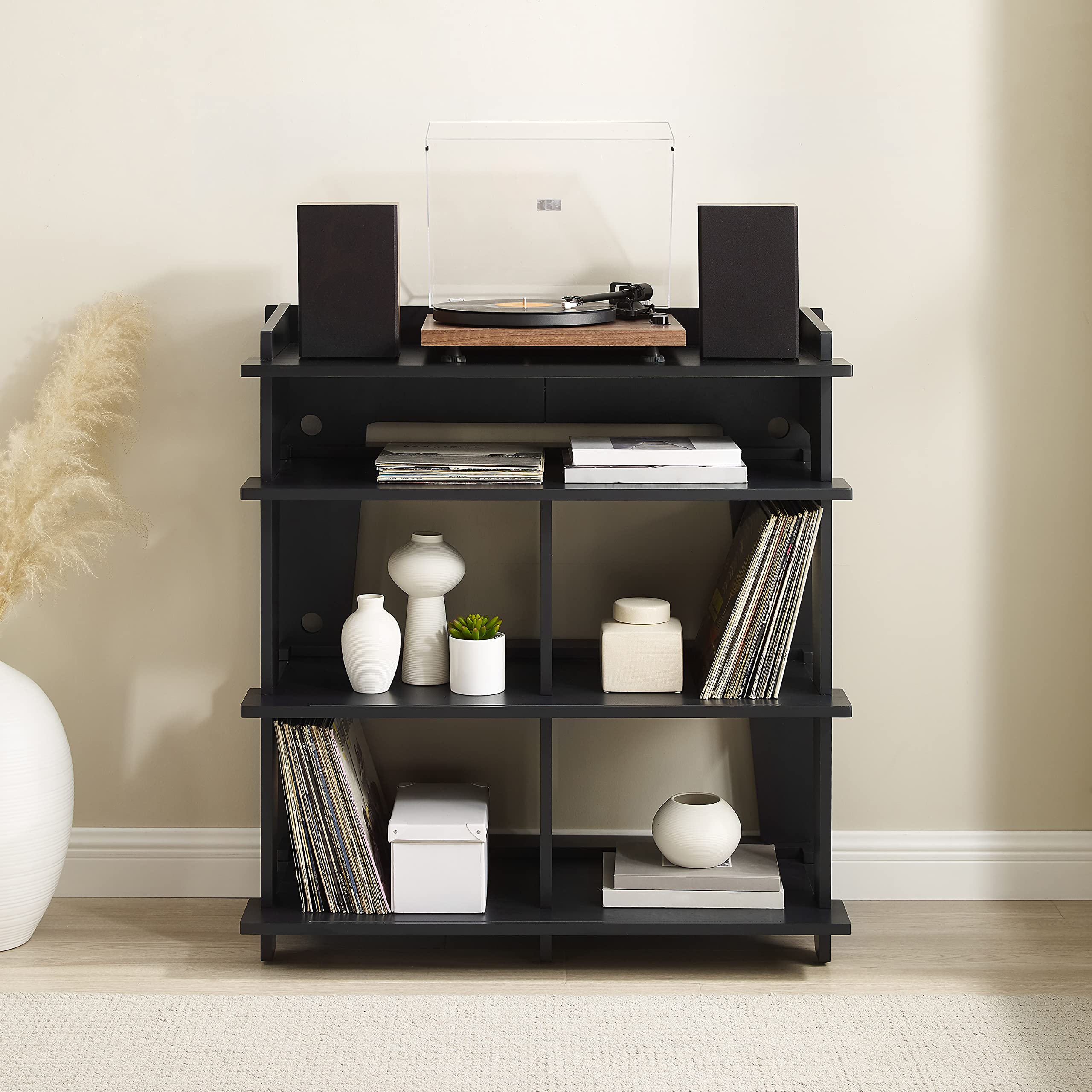 Crosley Furniture Soho Media Console, Record Player Stand with Vinyl Storage, Modern Home Organizer, Black - Image 9