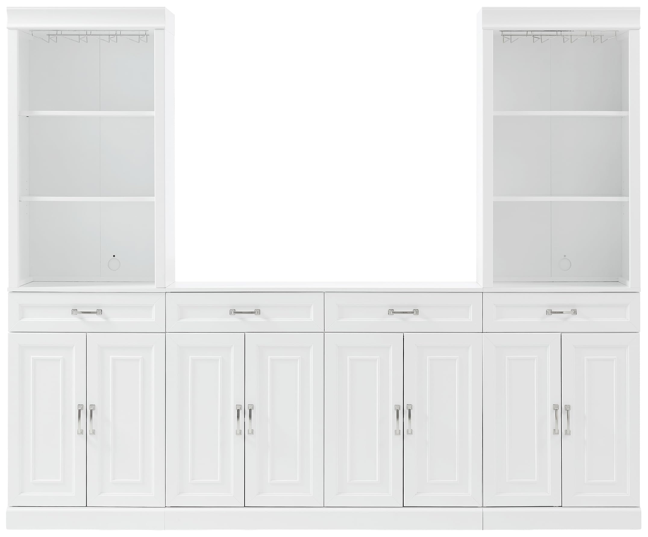 Crosley Furniture Stanton 2-Piece Wine, Liquor, Coffee Bar Cabinet Set with Sideboard and Storage Shelves, White - Image 4
