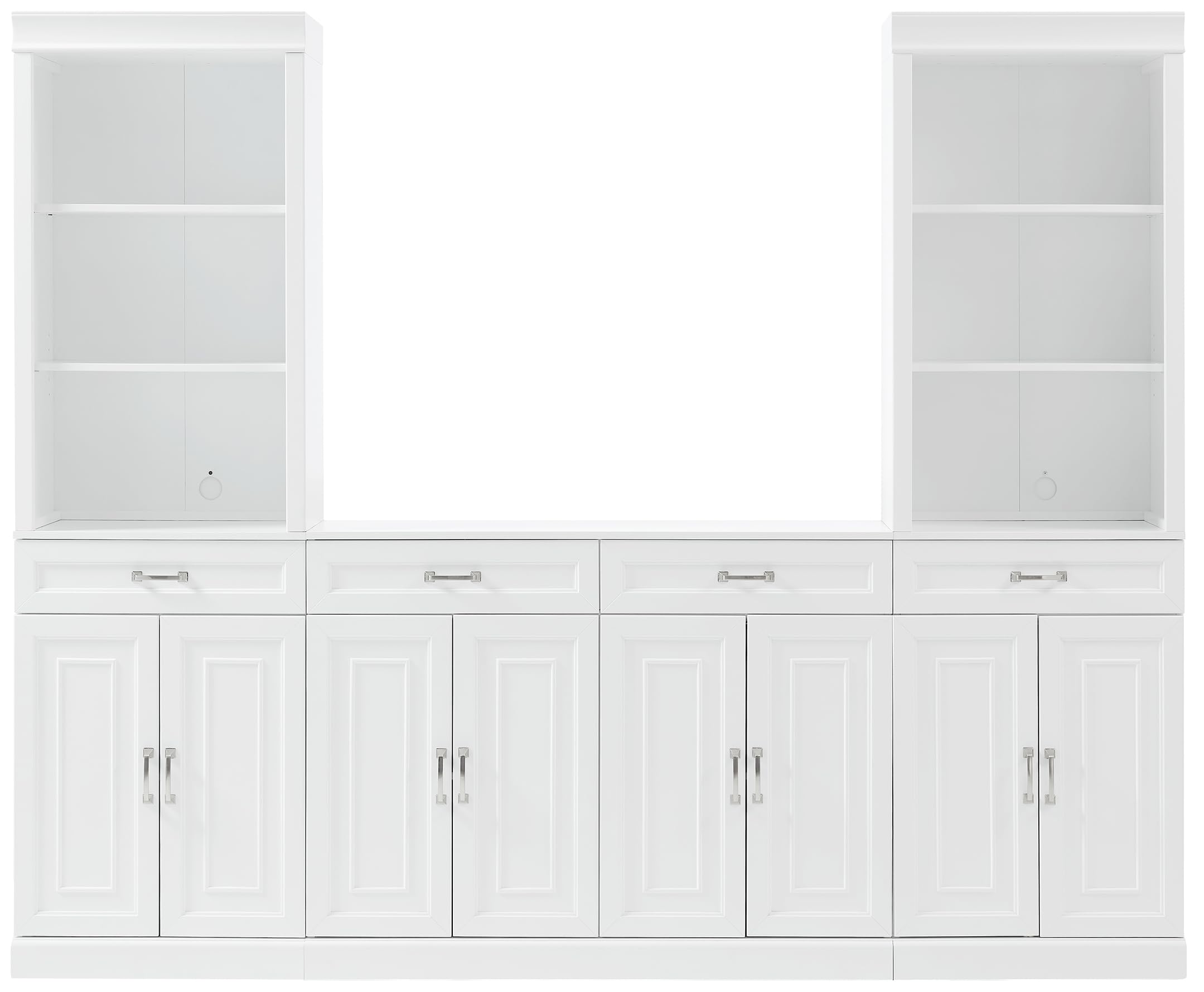 Crosley Furniture Stanton 3-Piece Sideboard and Storage Bookcase Set, Bookshelf Cabinet with Buffet, White - Image 4