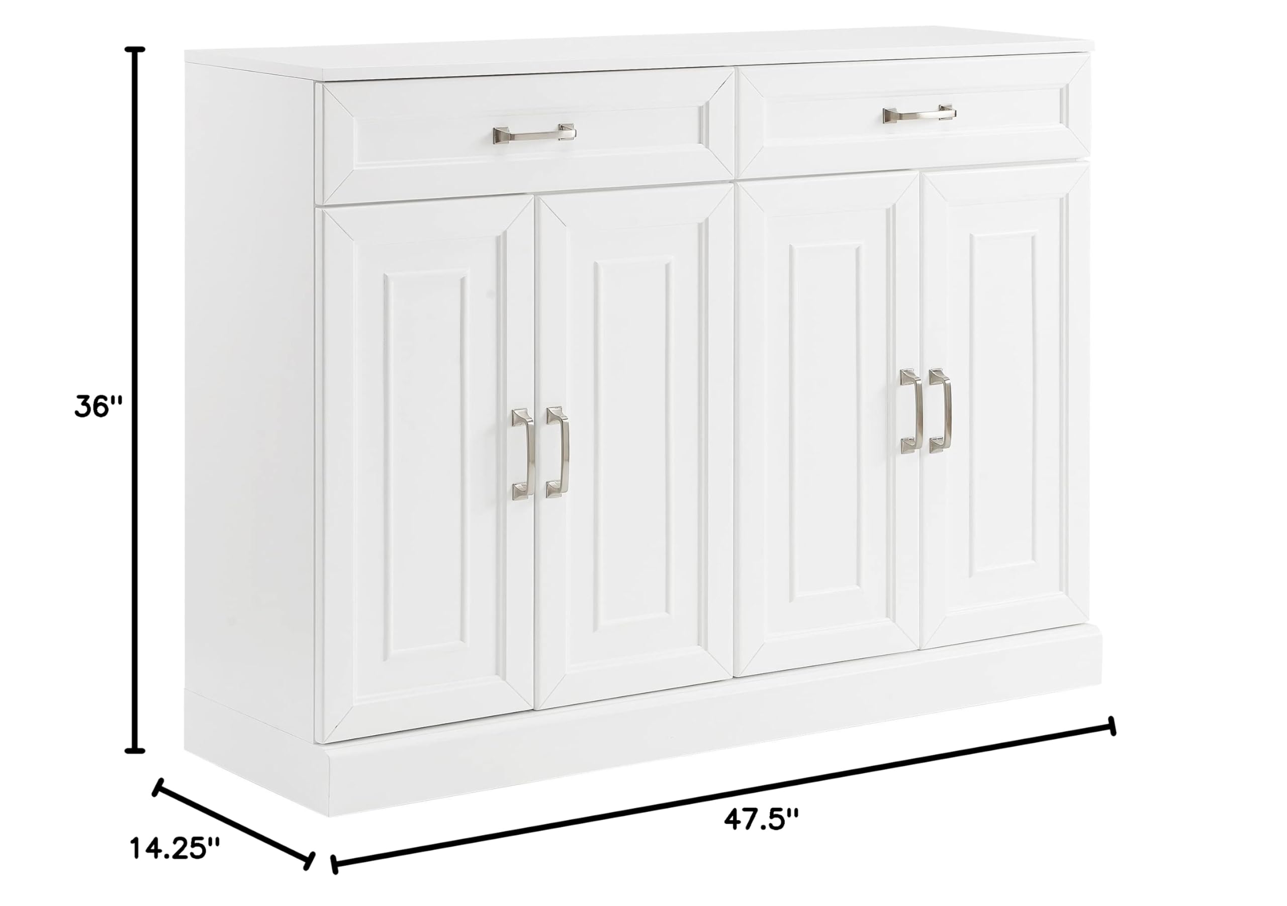 Crosley Furniture Stanton Traditional Sideboard Buffet Cabinet with Storage, White - Image 3