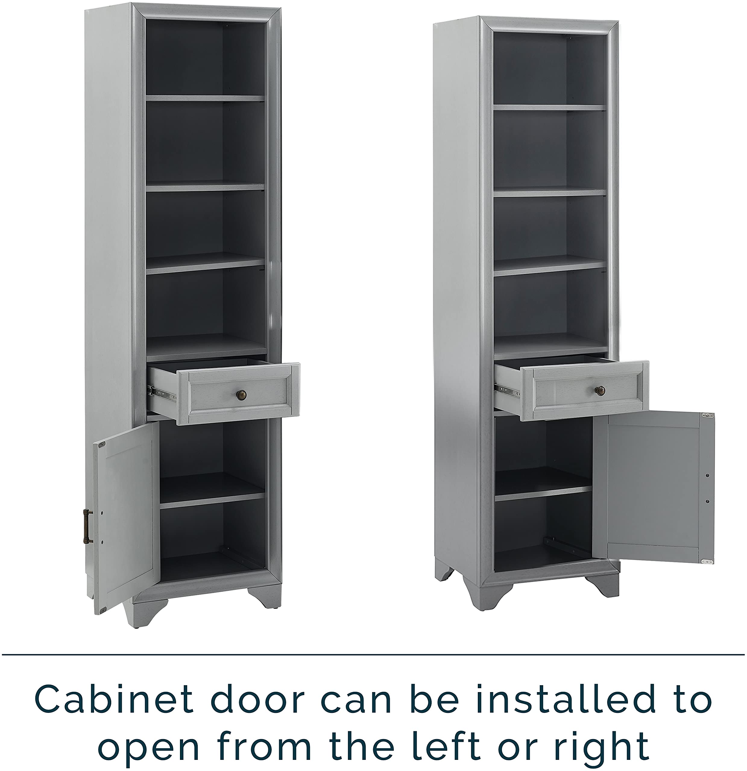 Crosley Furniture Tara 3-Piece Pantry Storage Cabinet Set with Shelves, Kitchen, Dining, or Laundry Room, Distressed Gray - Image 13