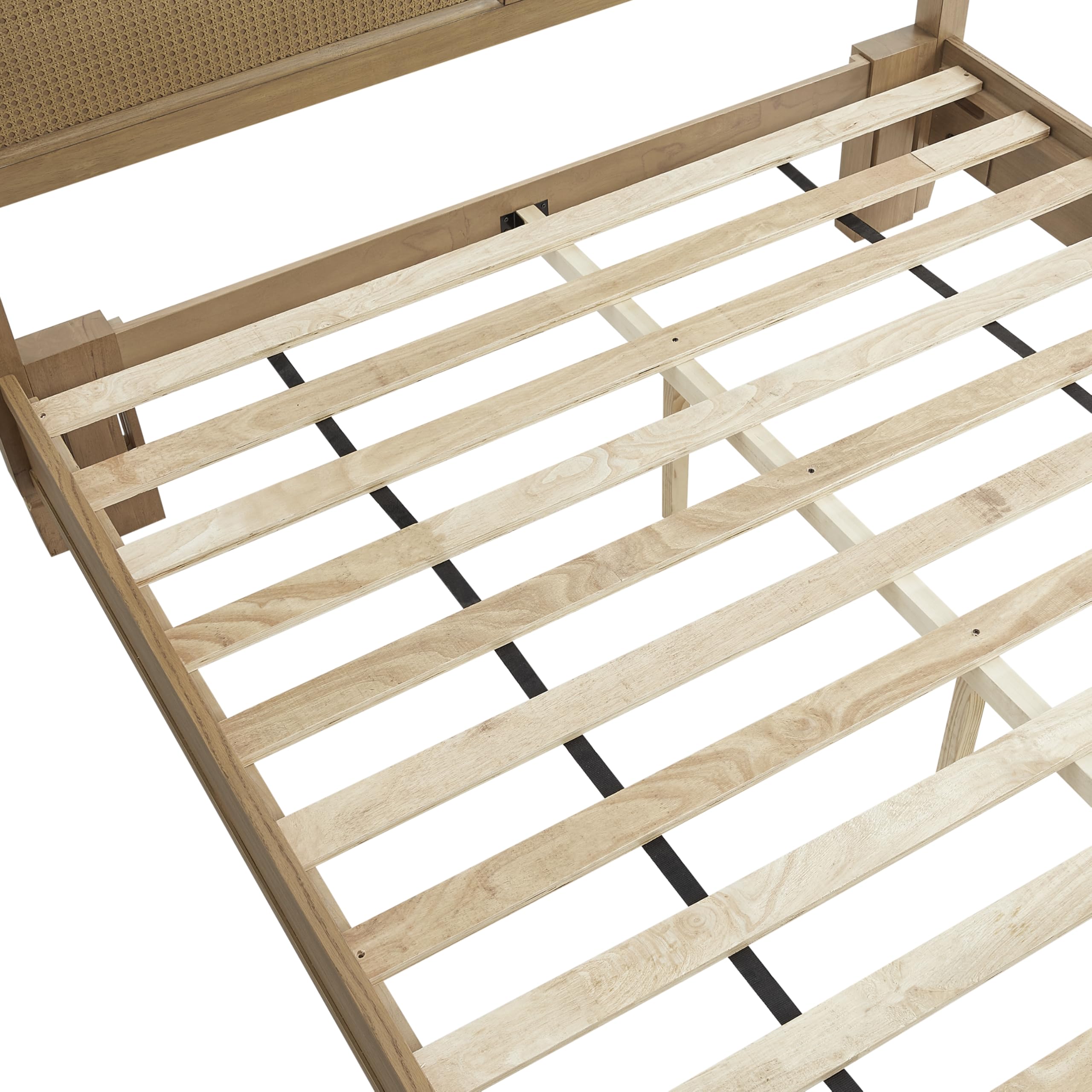 Crosley Furniture Traditional Katia Queen Size Rattan Bed Set, Headboard, Footboard, Rails, Driftwood - Image 13