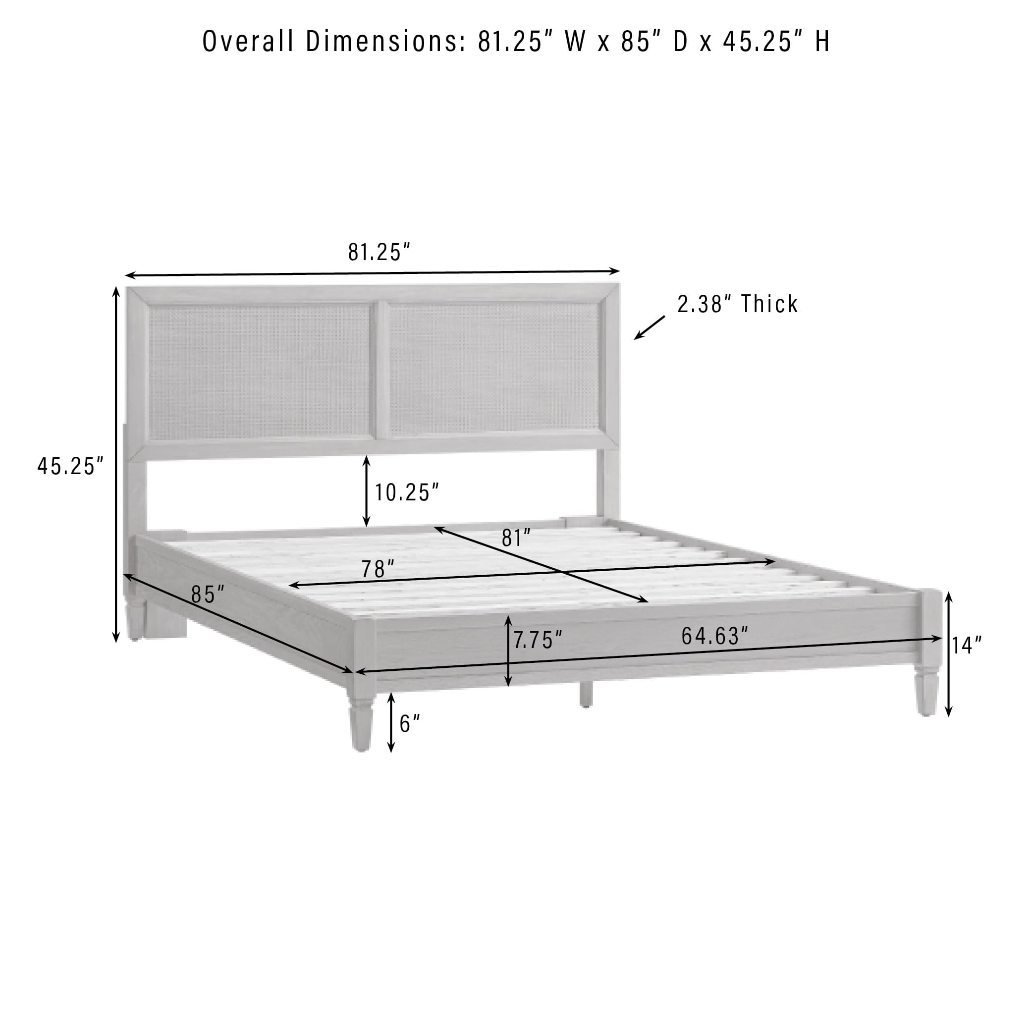 Crosley Furniture Traditional Katia King Size Rattan Bed Set, Headboard, Footboard, Rails, Driftwood - Image 3