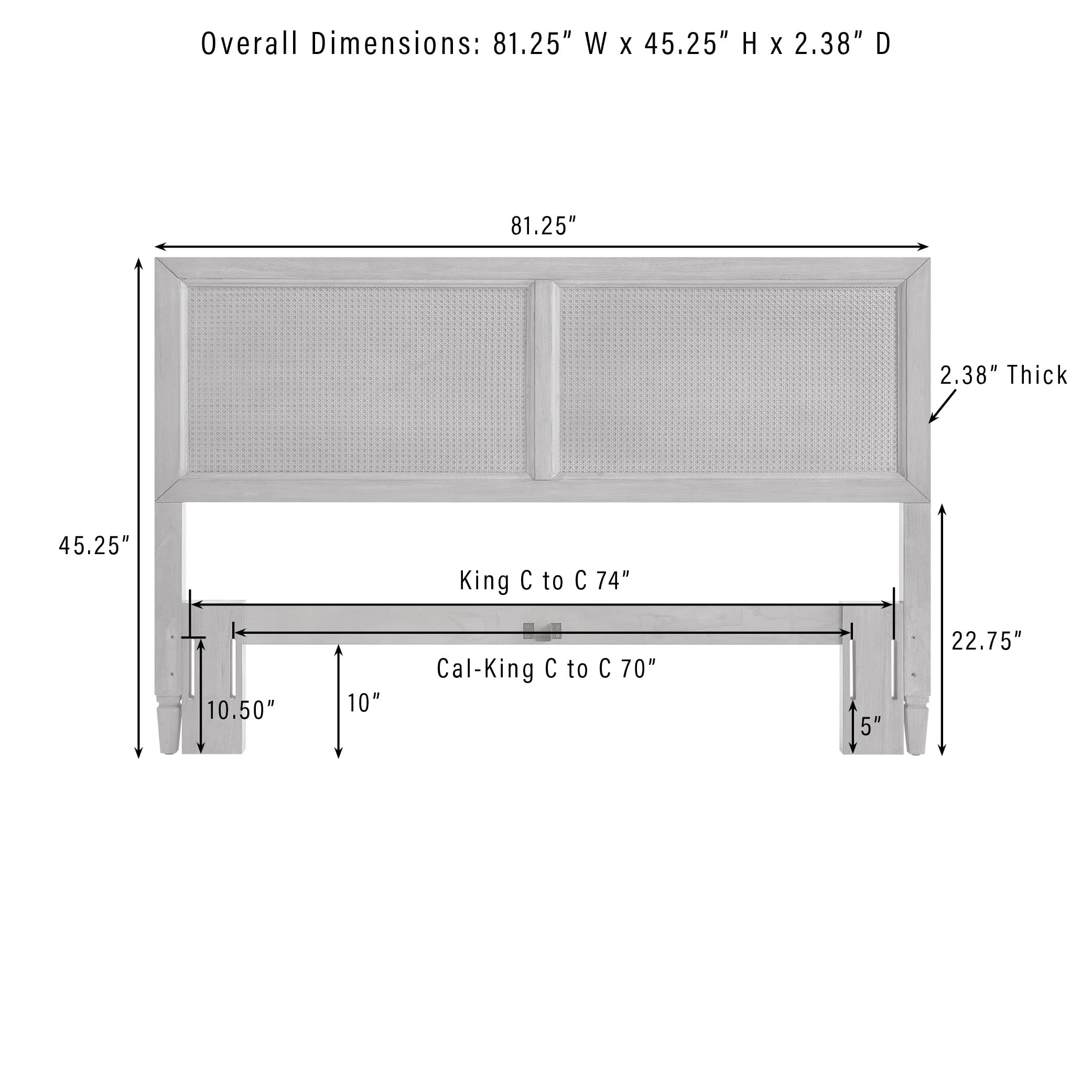 Crosley Furniture Traditional Katia King Size Rattan Bed Set, Headboard, Footboard, Rails, Driftwood - Image 7