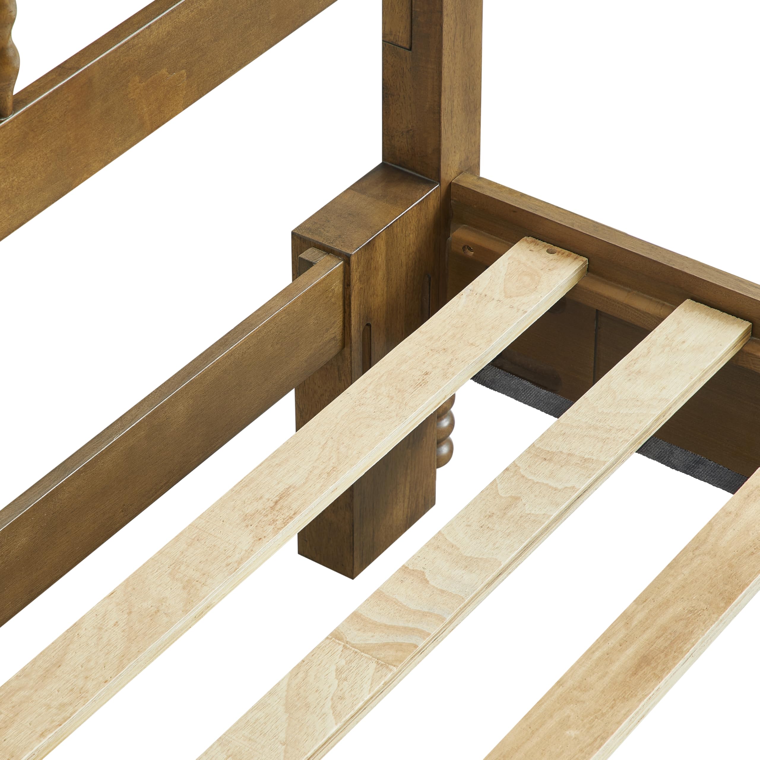 Crosley Furniture Traditional Lucille Queen Size Bed Set Headboard, Footboard, Rails, Bobbin Spindles, Brown - Image 12