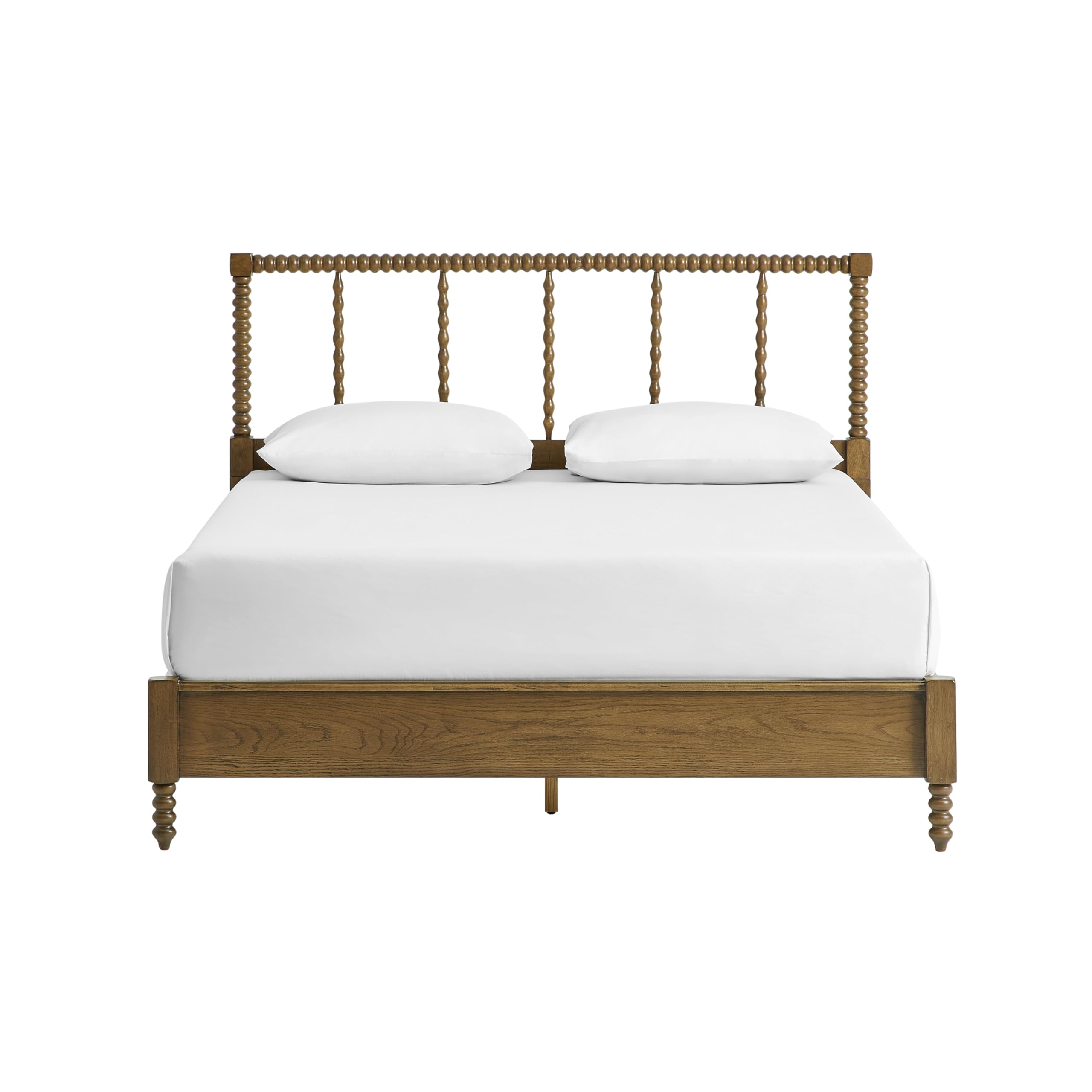 Crosley Furniture Traditional Lucille Queen Size Bed Set Headboard, Footboard, Rails, Bobbin Spindles, Brown - Image 4
