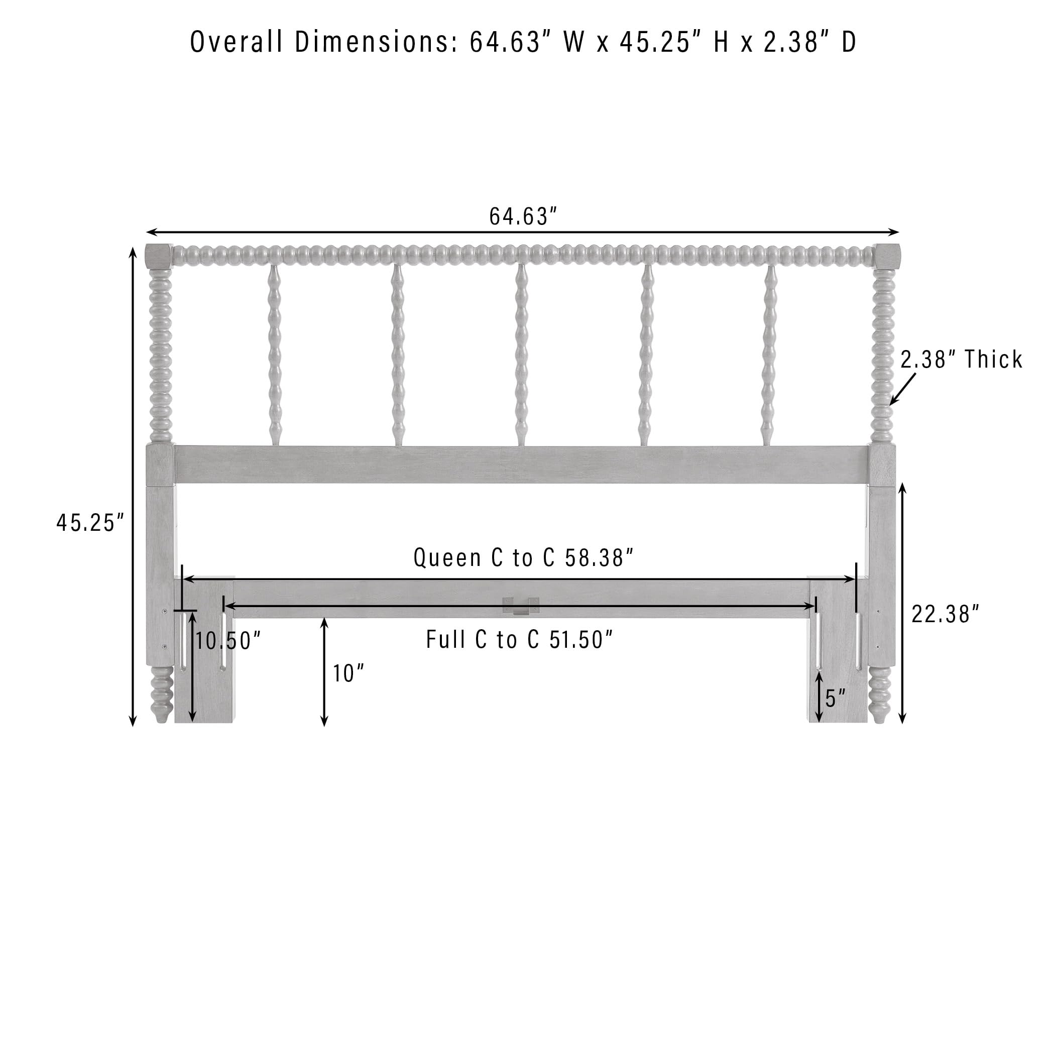 Crosley Furniture Traditional Lucille Queen Size Bed Set Headboard, Footboard, Rails, Bobbin Spindles, Brown - Image 7