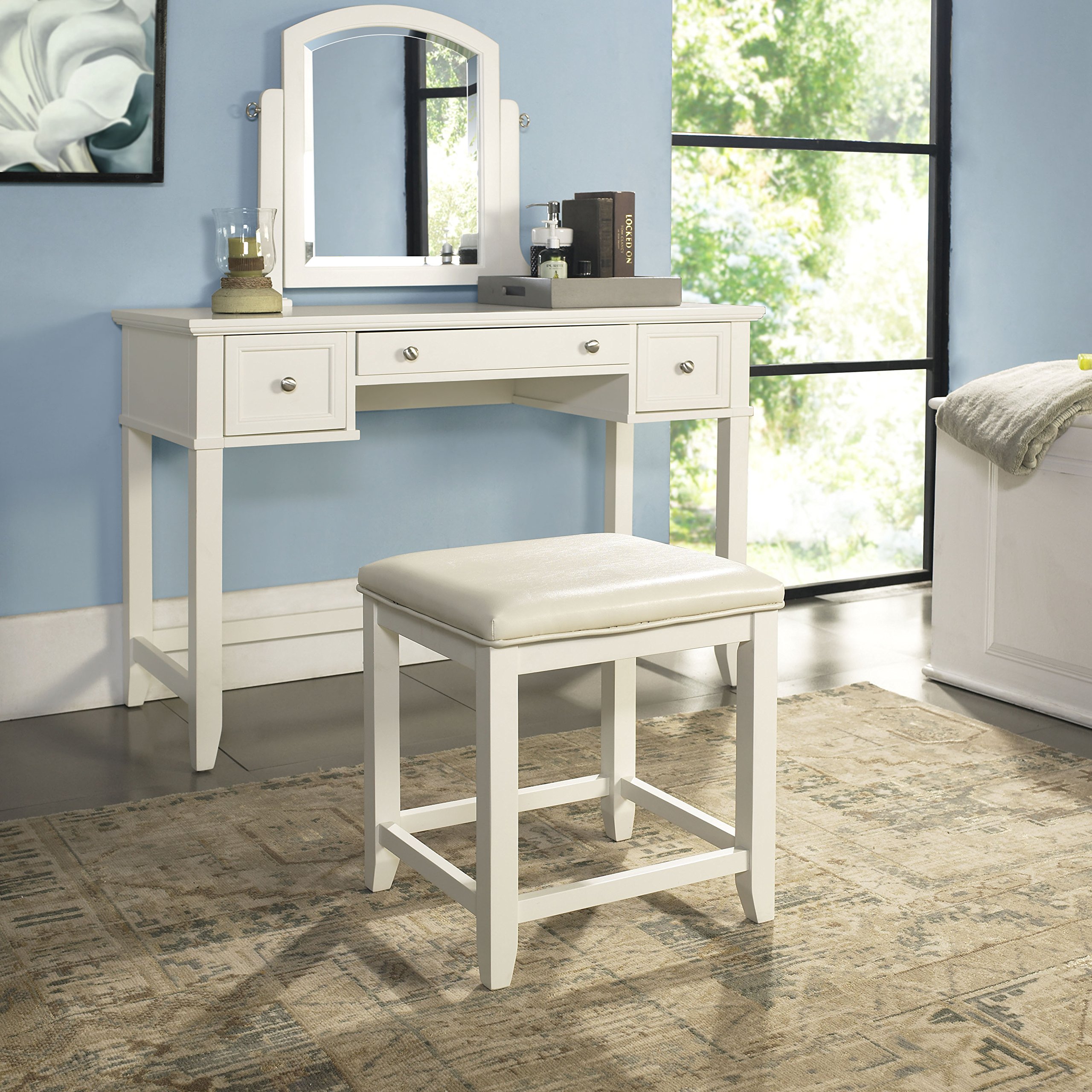 Crosley Furniture Vista Makeup Vanity Chair with Upholstered Seat, White - Image 6
